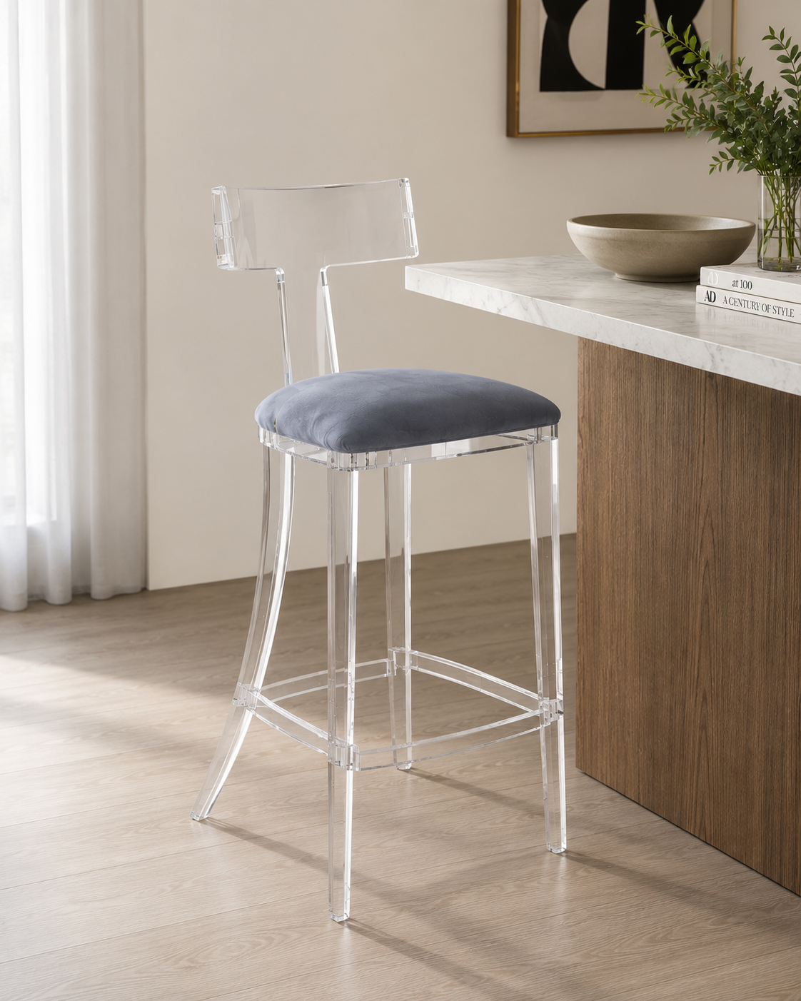 Tristan Acrylic Klismos Stool