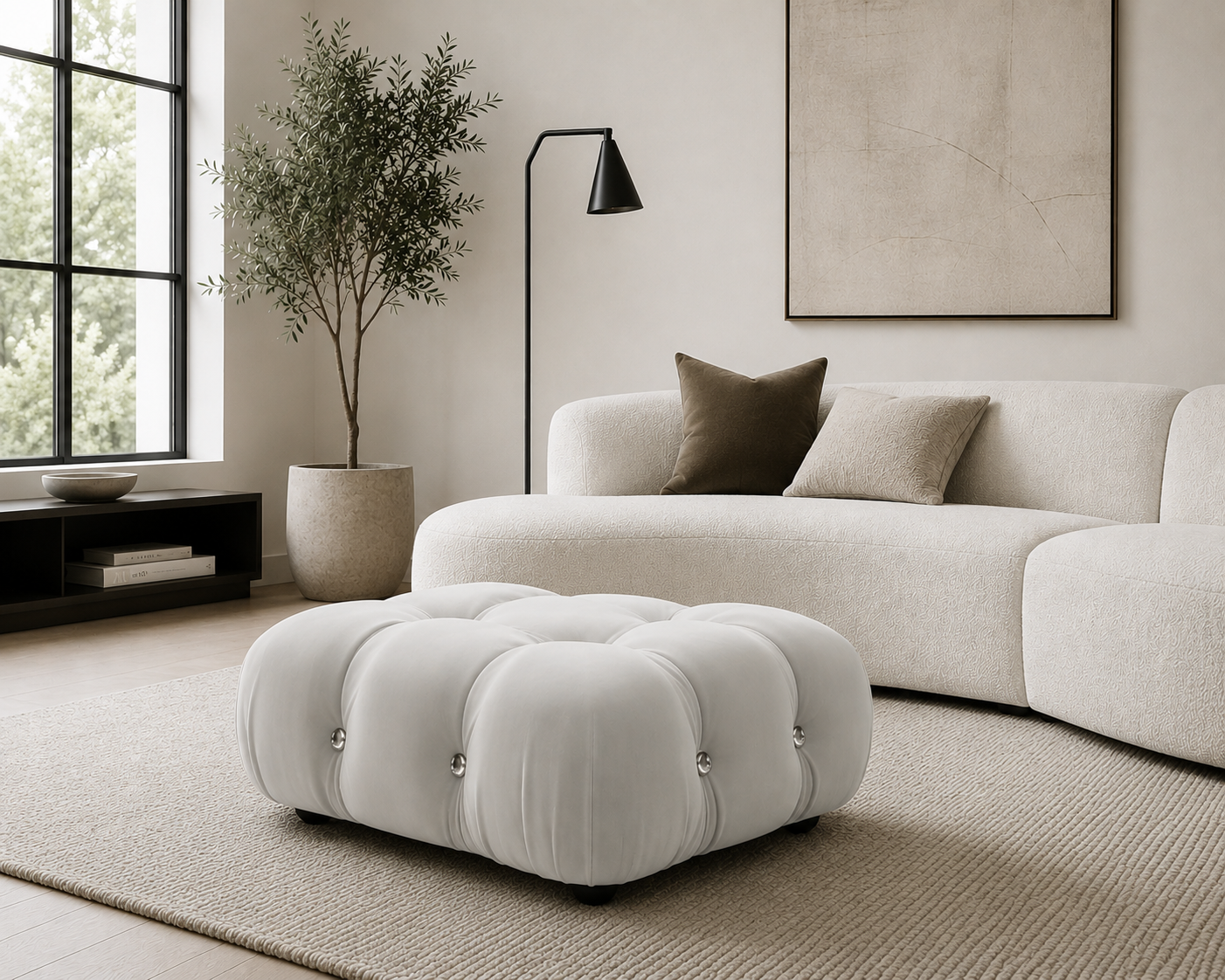 Mario Bellini Velvet Ottoman (Reproduction)