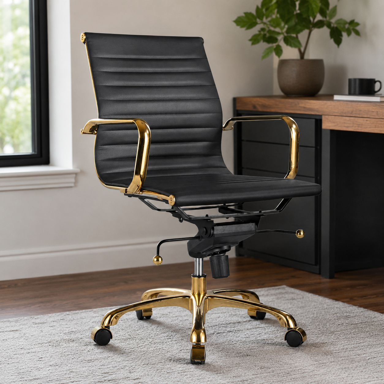 Eames Group Management Chair Gold Frame - Low Back