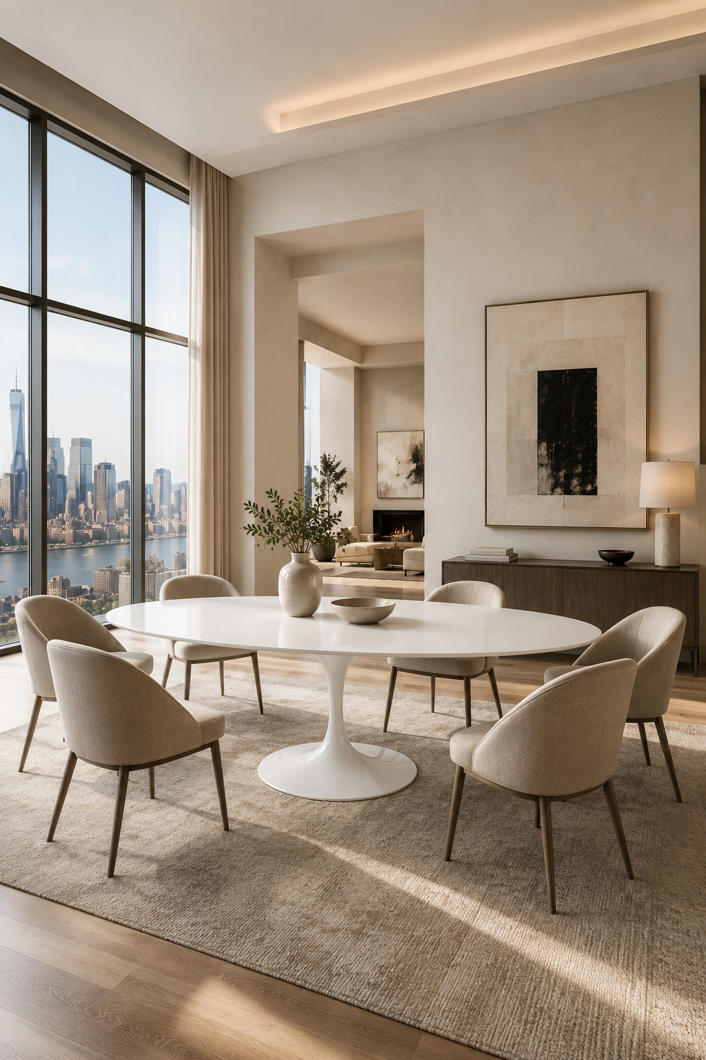 White Lacquer Oval Tulip Dining Table