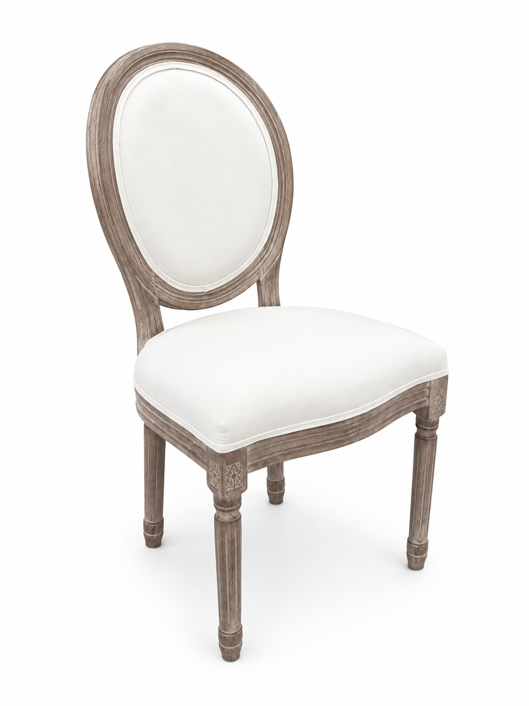 Vintage French Round Fabric Dining Side Chair