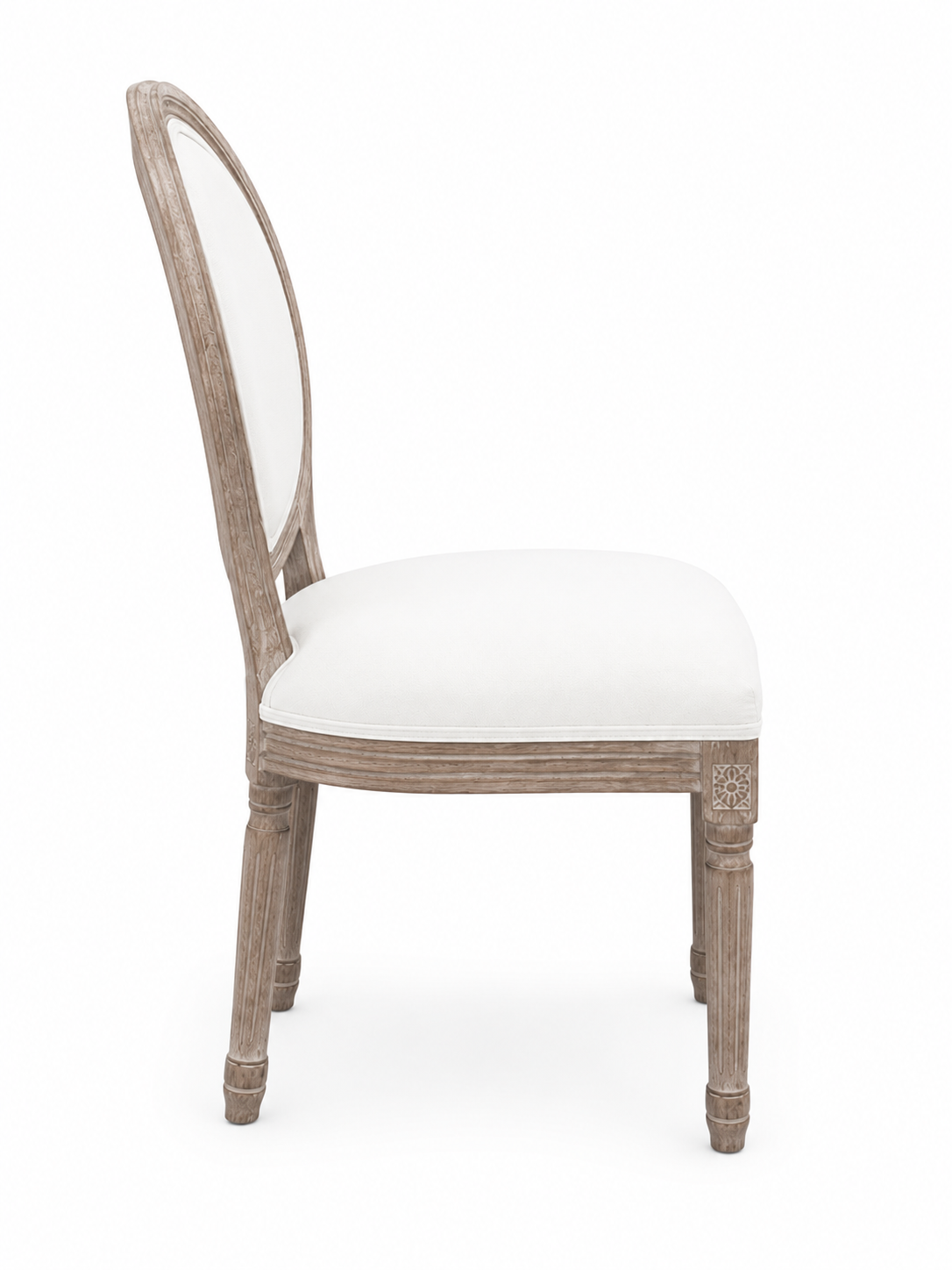 Vintage French Round Fabric Dining Side Chair
