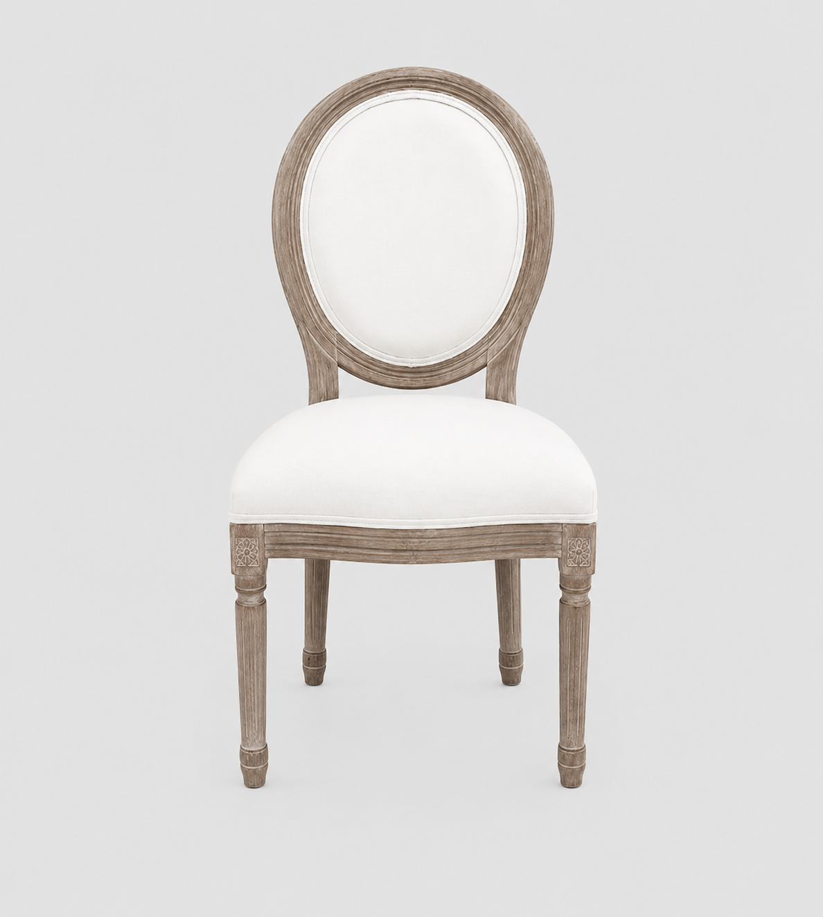 Vintage French Round Fabric Dining Side Chair