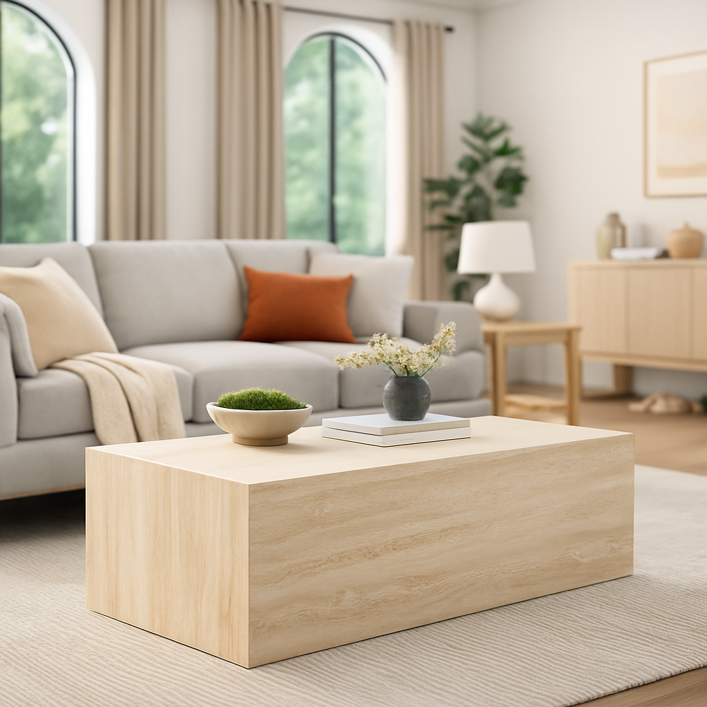 Artemis Contract Grade Rectangular Coffee Table in Travertine