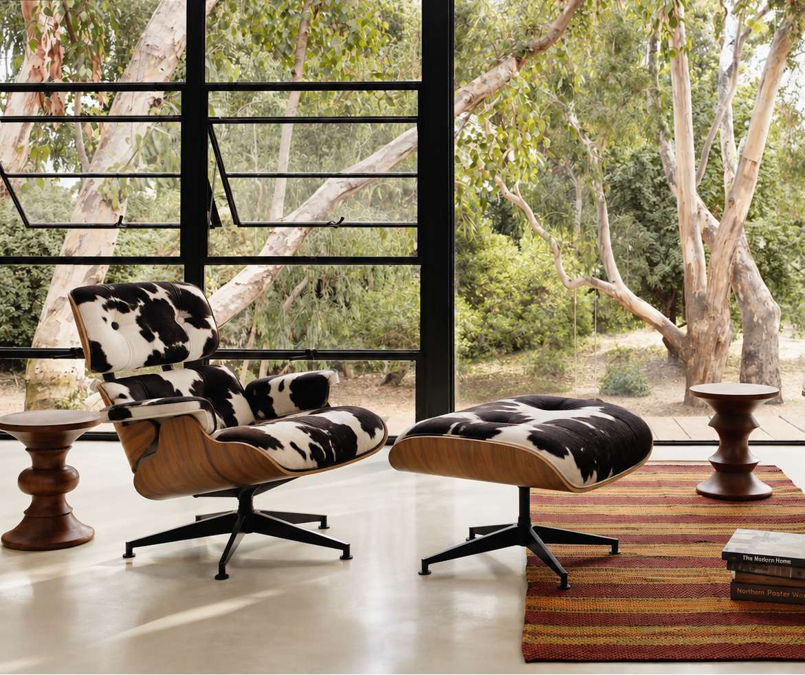 Eames Lounge Chair And Ottoman - Tall Version (Cow Hide)