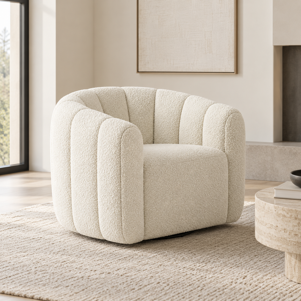 Fitz Channeled Boucle Swivel Chair
