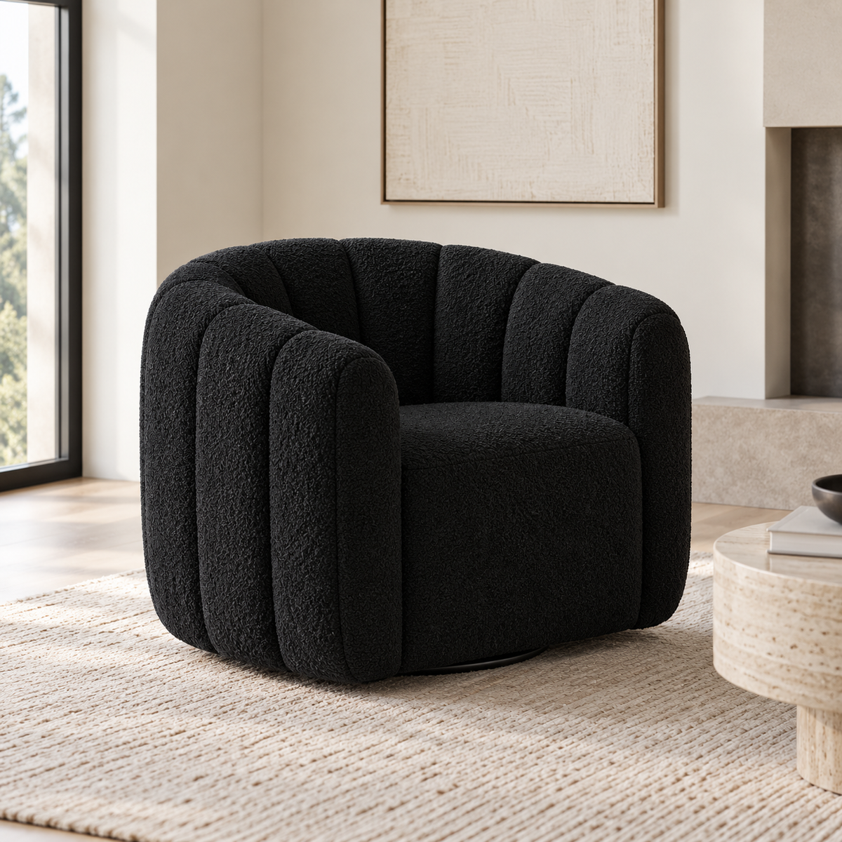 Fitz Channeled Boucle Swivel Chair