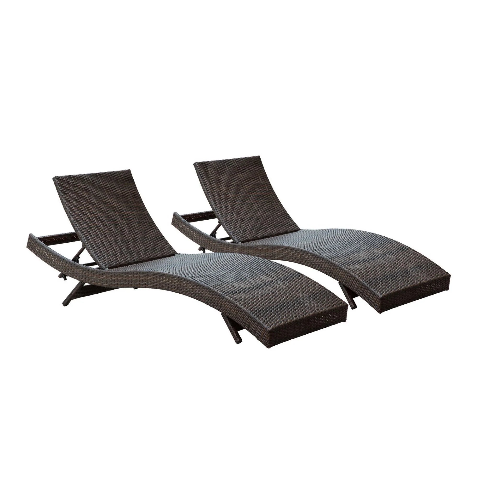 Peer Outdoor Patio Chaise Set of 2 in Brown White