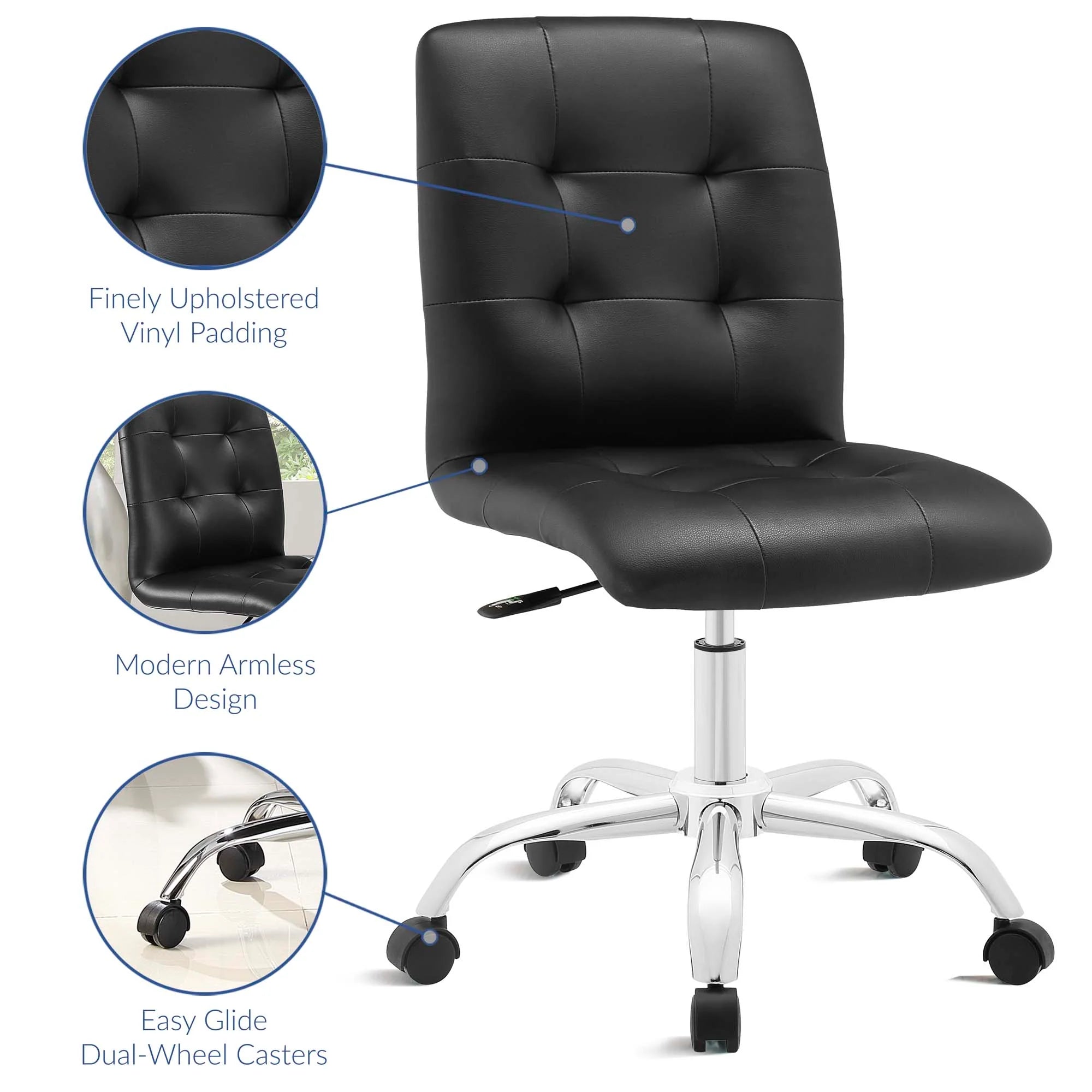 Chaise de bureau sans accoudoirs à dossier moyen Prim