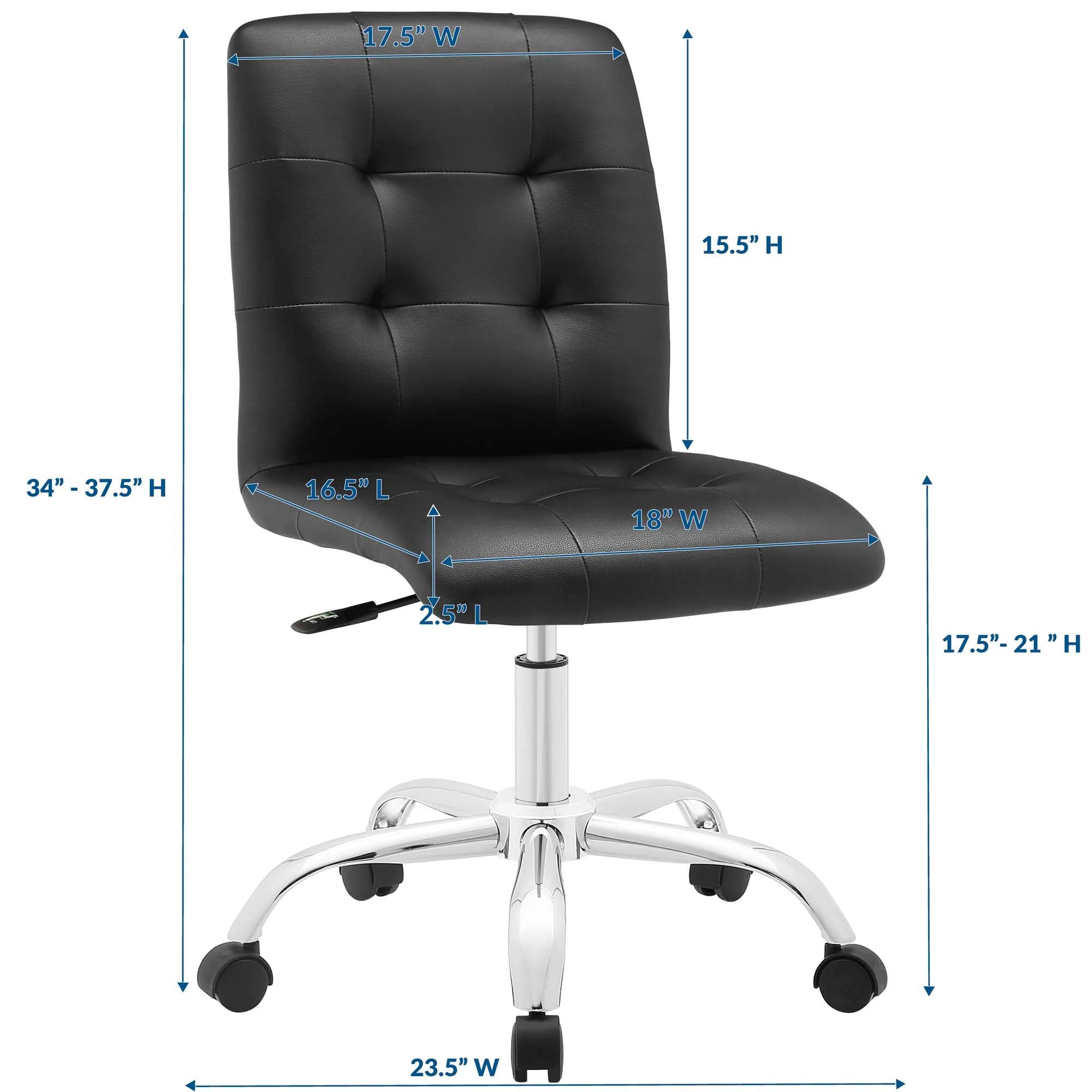 Chaise de bureau sans accoudoirs à dossier moyen Prim