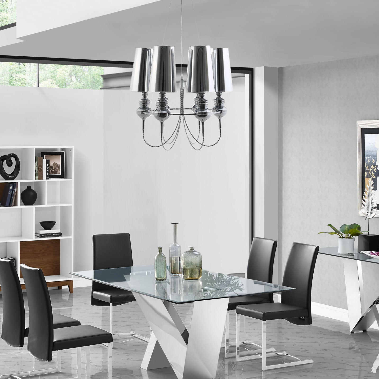 Tapestry Stainless Steel Chandelier in Silver