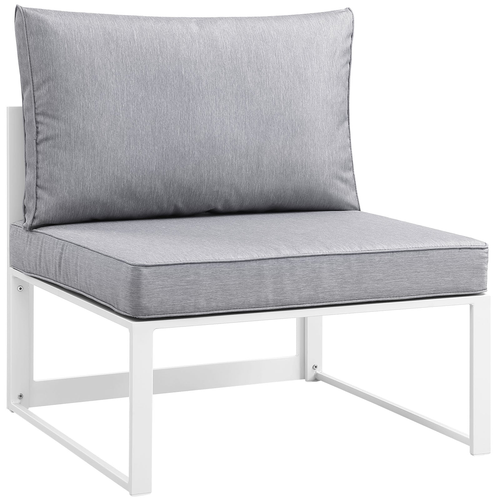 Fortuna 6 Piece Outdoor Patio Sectional Sofa Set in White Gray