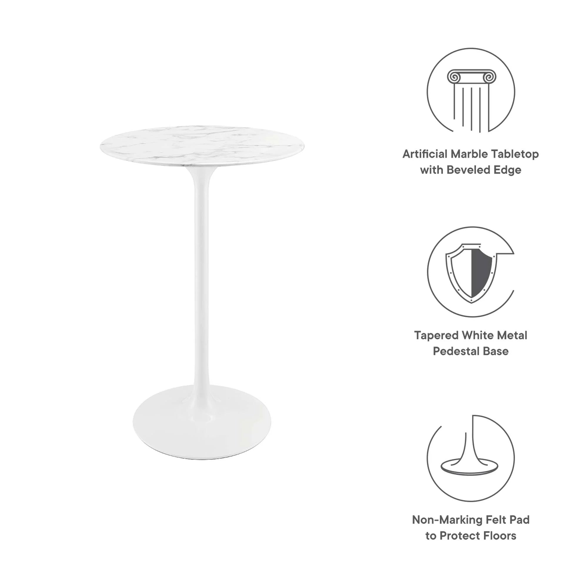 Lippa Round Artificial Marble Bar Table