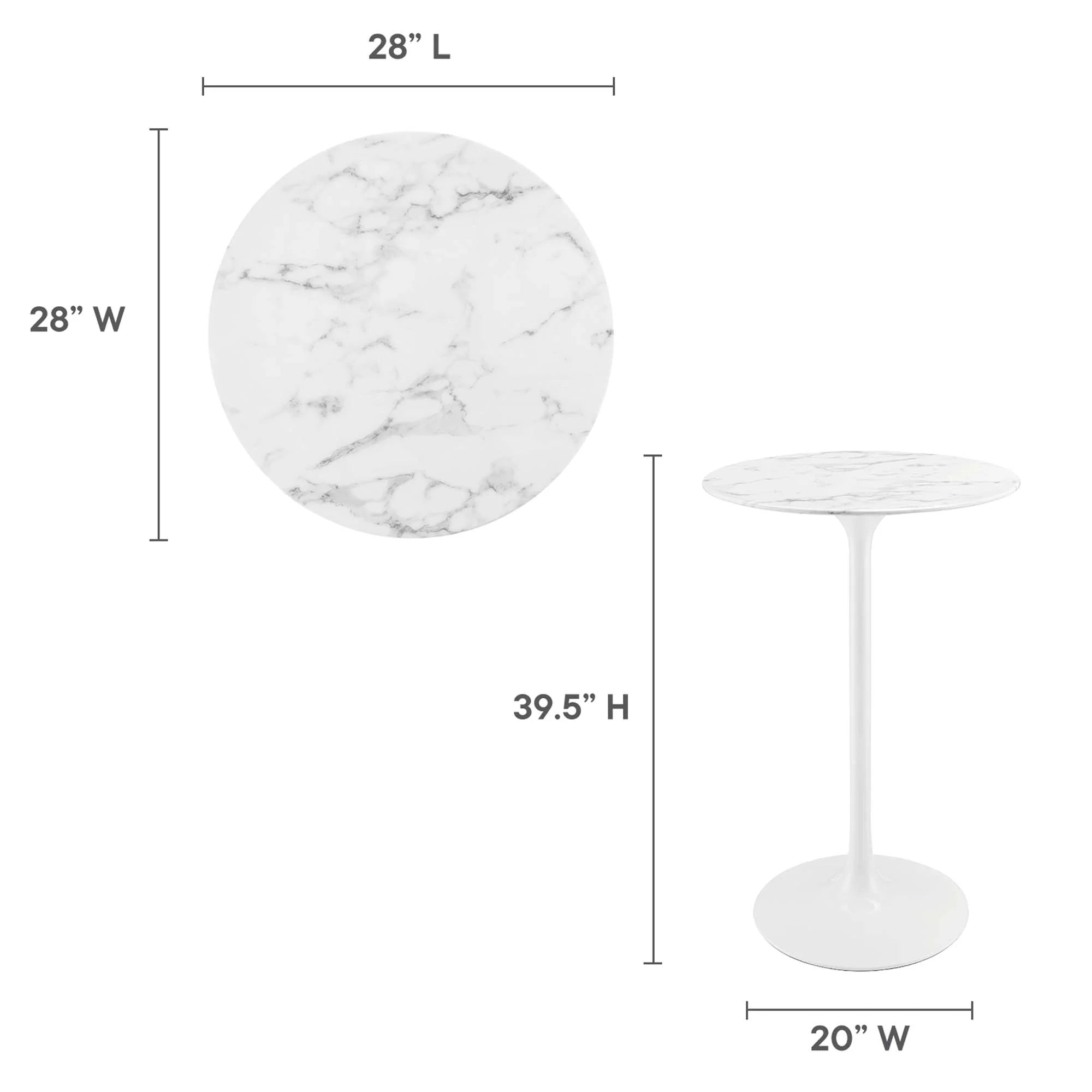 Lippa Round Artificial Marble Bar Table
