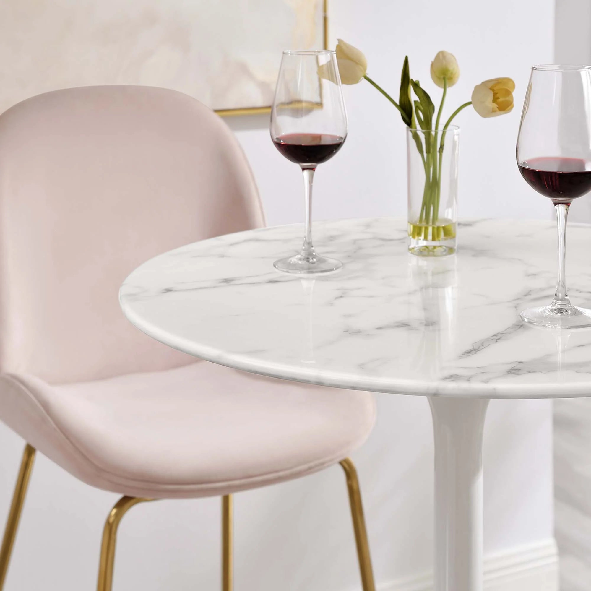 Lippa Round Artificial Marble Bar Table