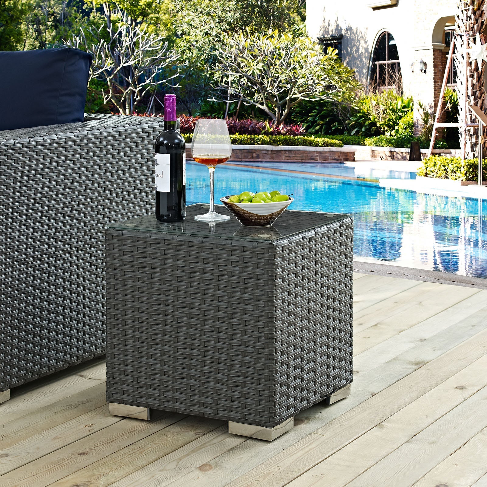 Sojourn Outdoor Patio Side Table in Chocolate
