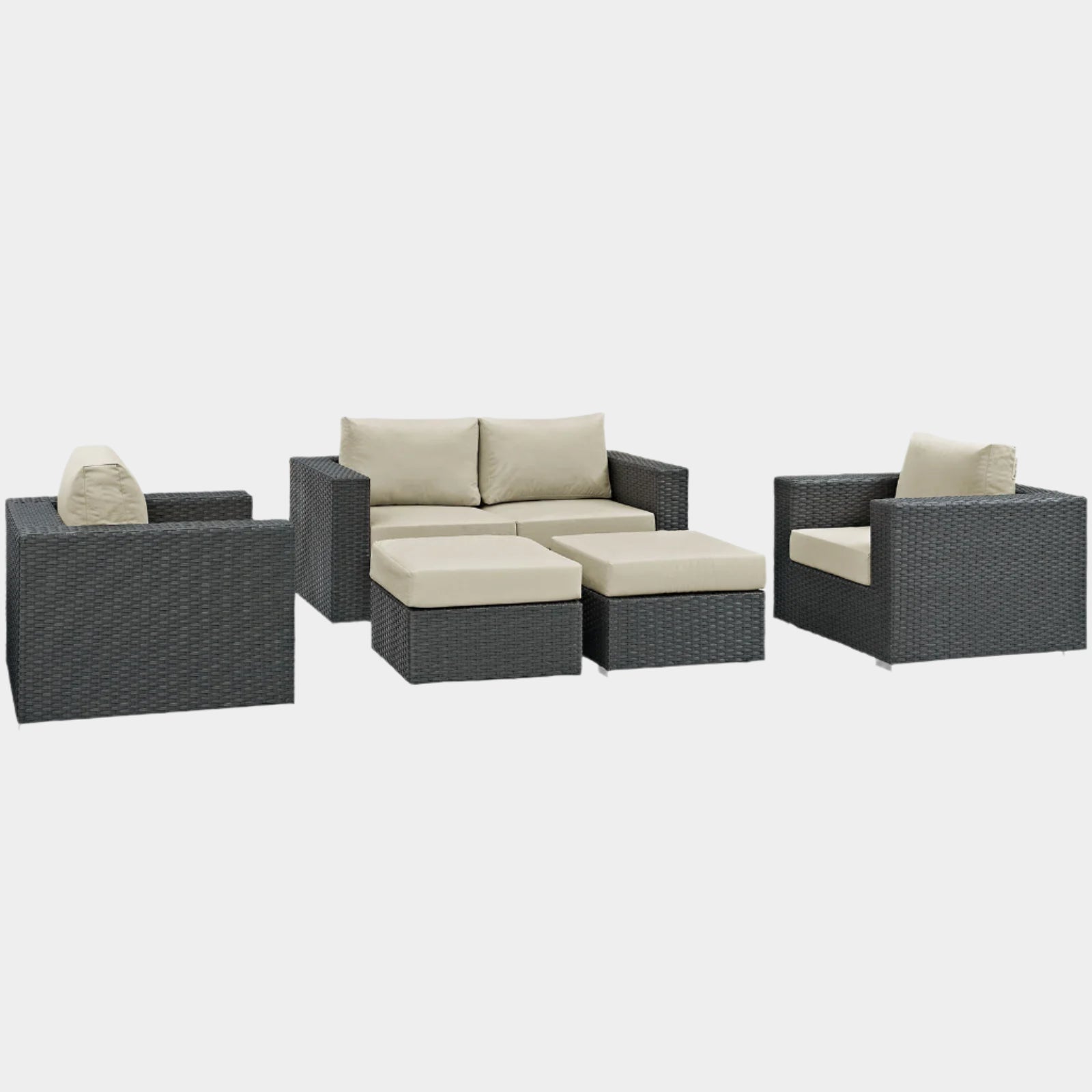 Sojourn 5 Piece Outdoor Patio Sunbrella® Sectional Set