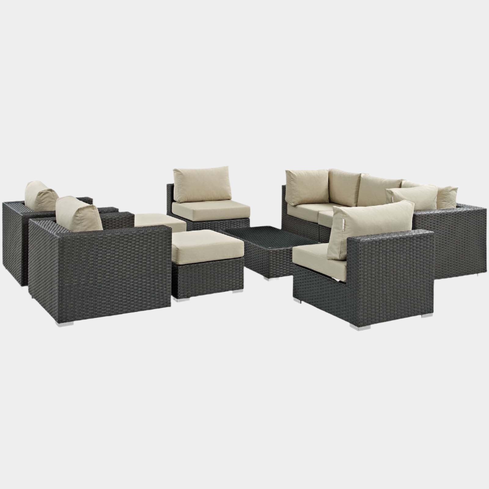 Sojourn 10 Piece Outdoor Patio Sunbrella® Sectional Set