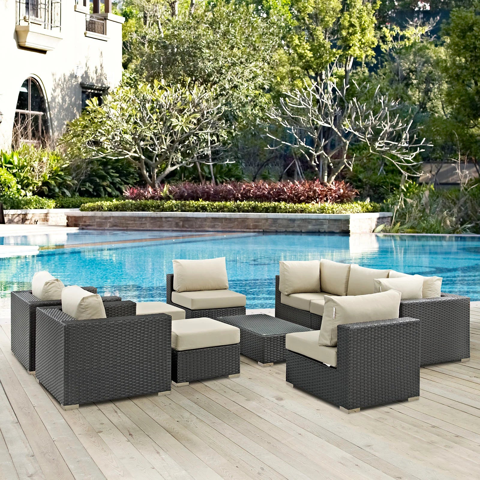 Sojourn 10 Piece Outdoor Patio Sunbrella® Sectional Set