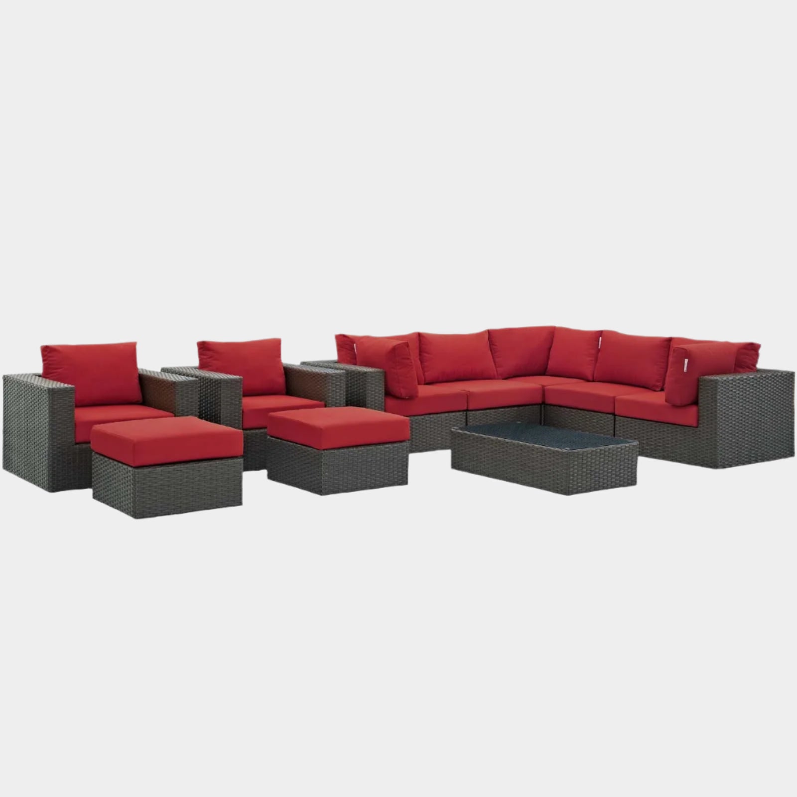 Sojourn 10 Piece Outdoor Patio Sunbrella® Sectional Set