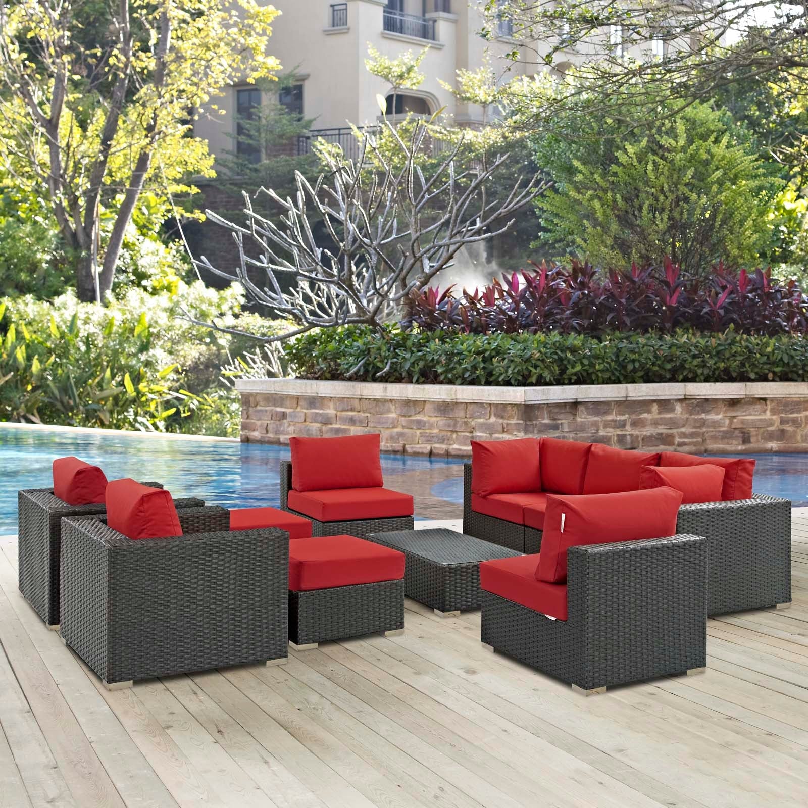 Sojourn 10 Piece Outdoor Patio Sunbrella® Sectional Set