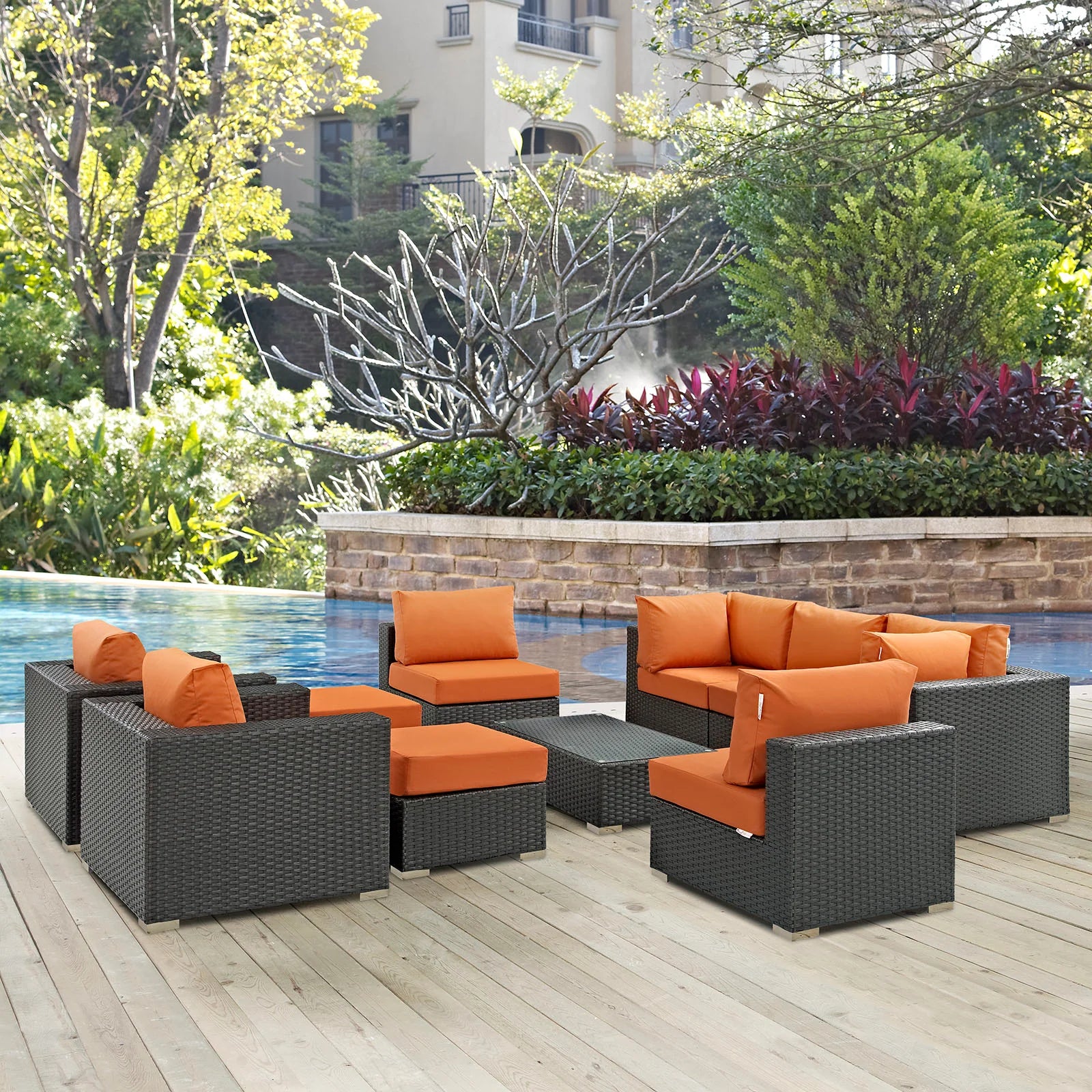 Sojourn 10 Piece Outdoor Patio Sunbrella® Sectional Set