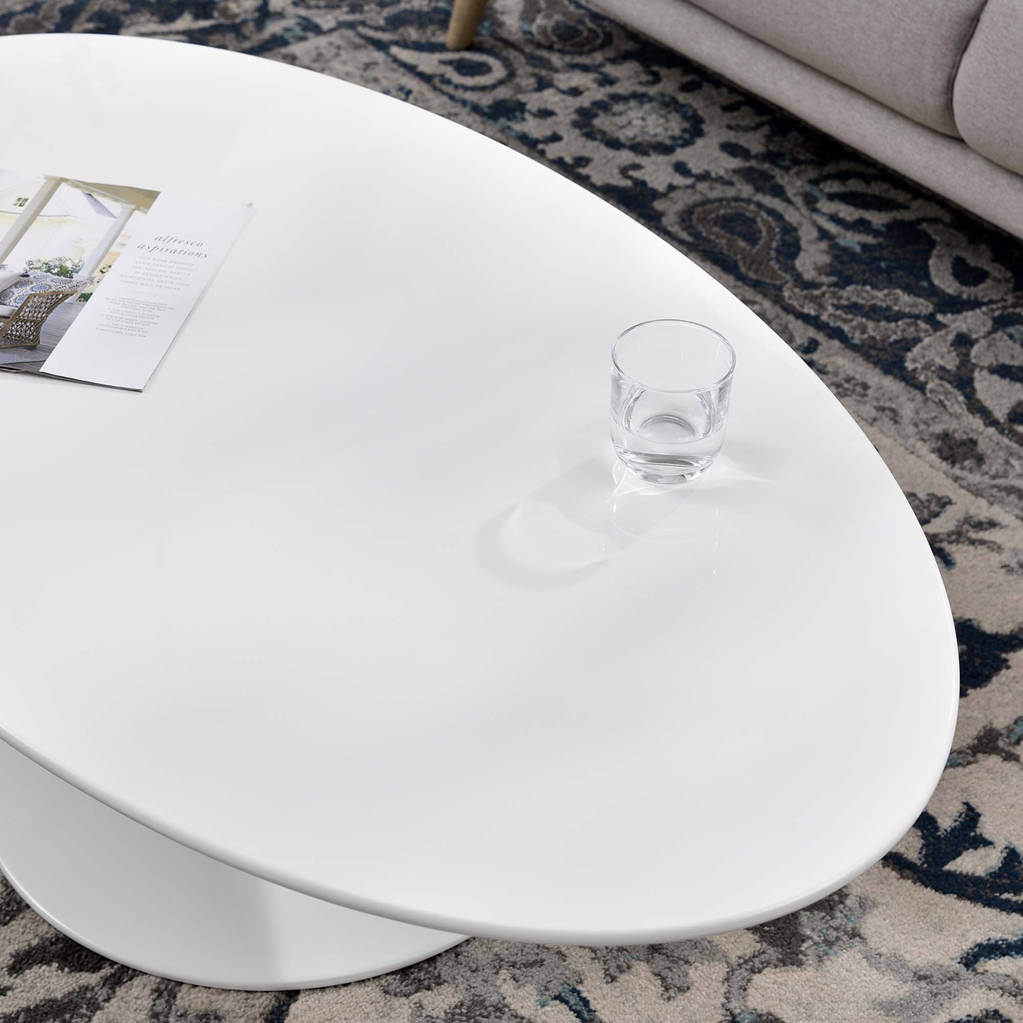 Oval-Shaped Wood Coffee Table