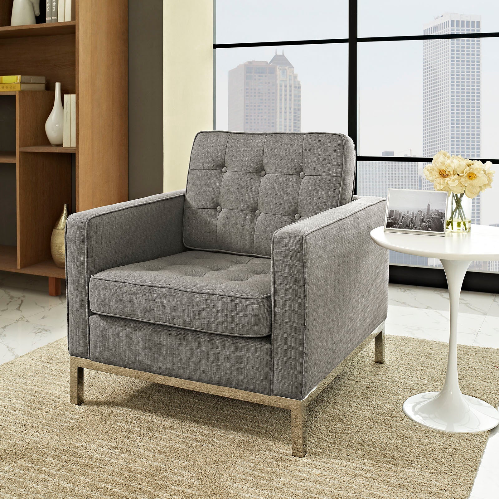 Fauteuil en tissu rembourré Loft