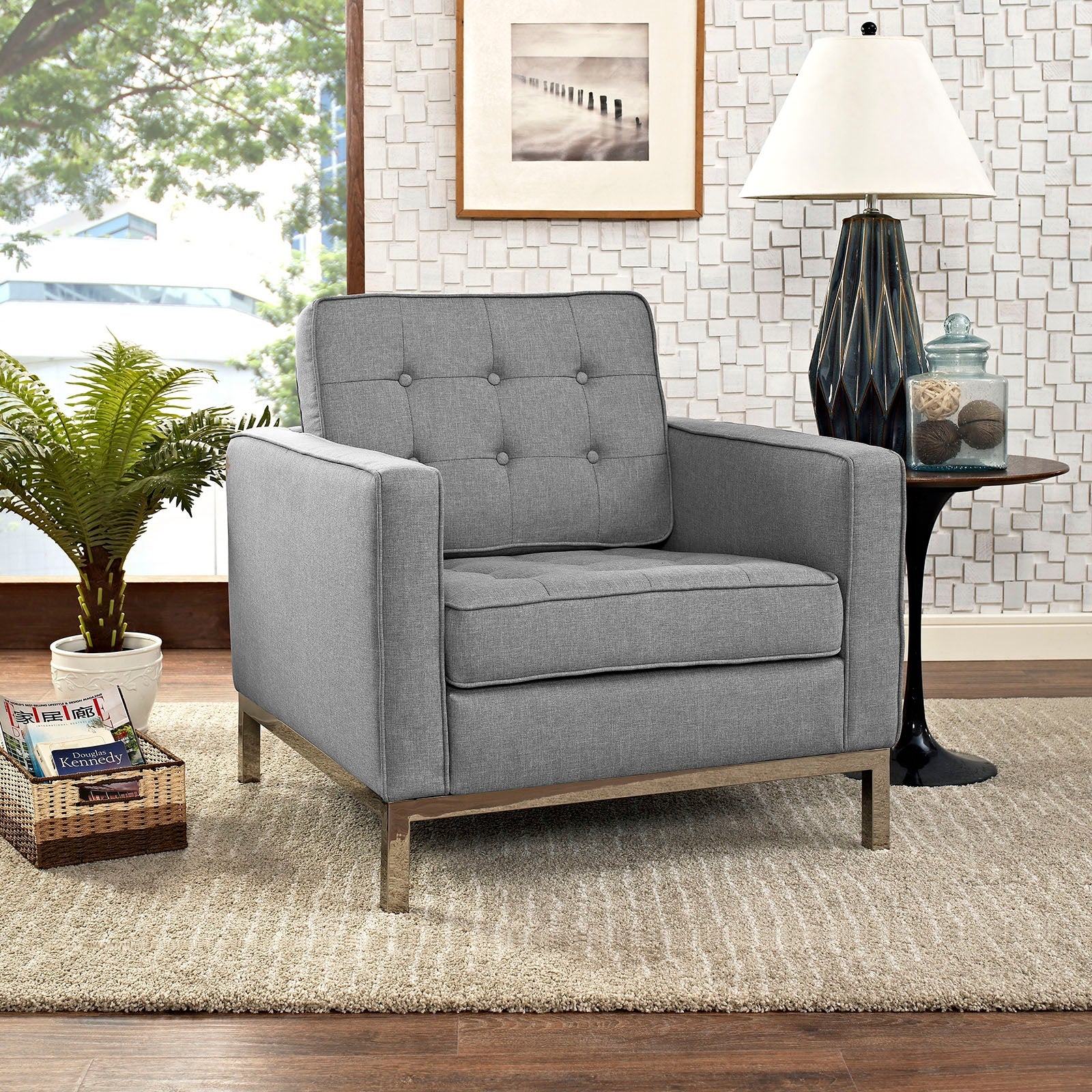 Fauteuil en tissu rembourré Loft