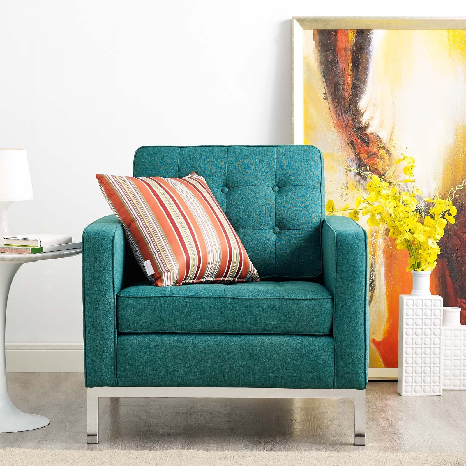 Fauteuil en tissu rembourré Loft