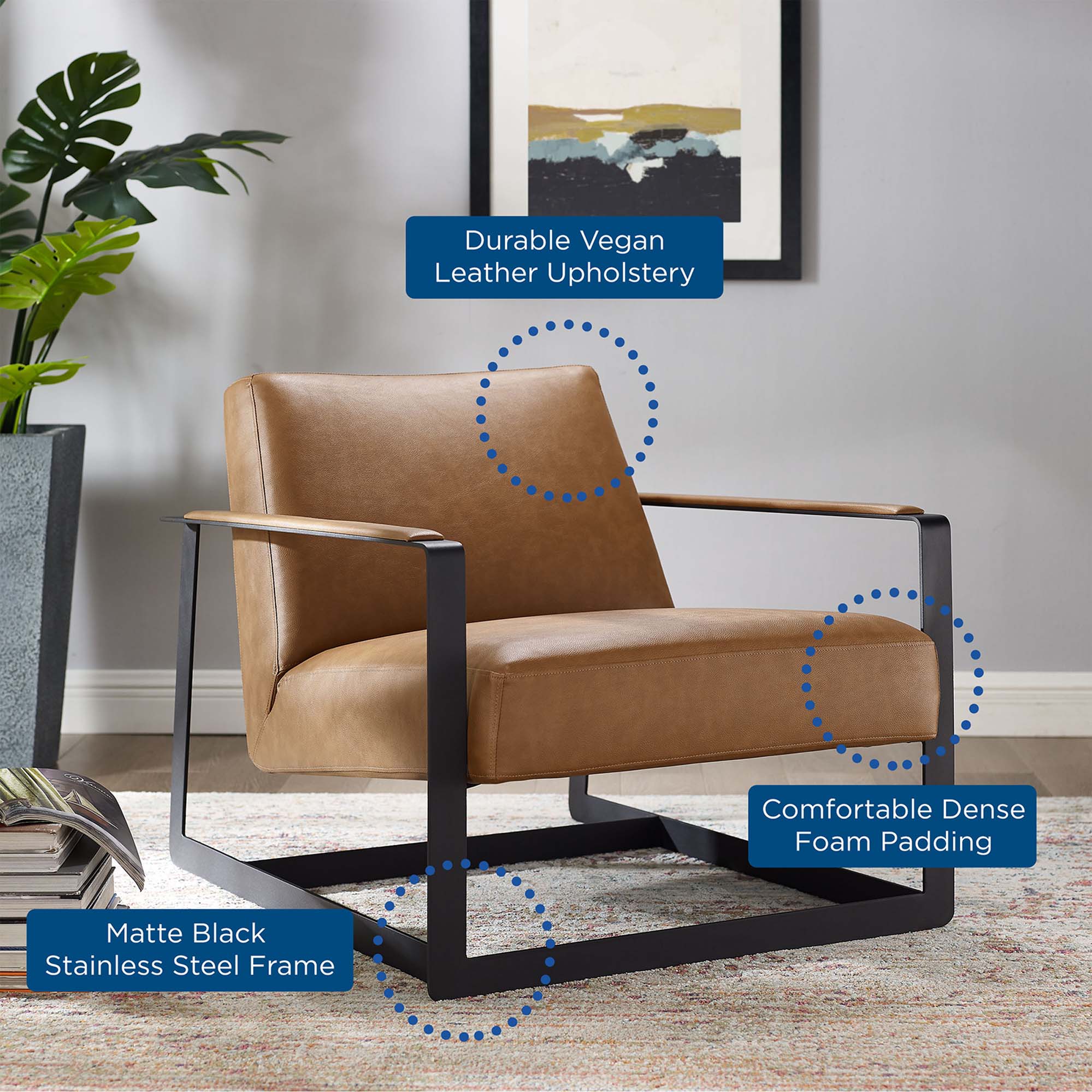 Fauteuil d'appoint en cuir végétalien Seg