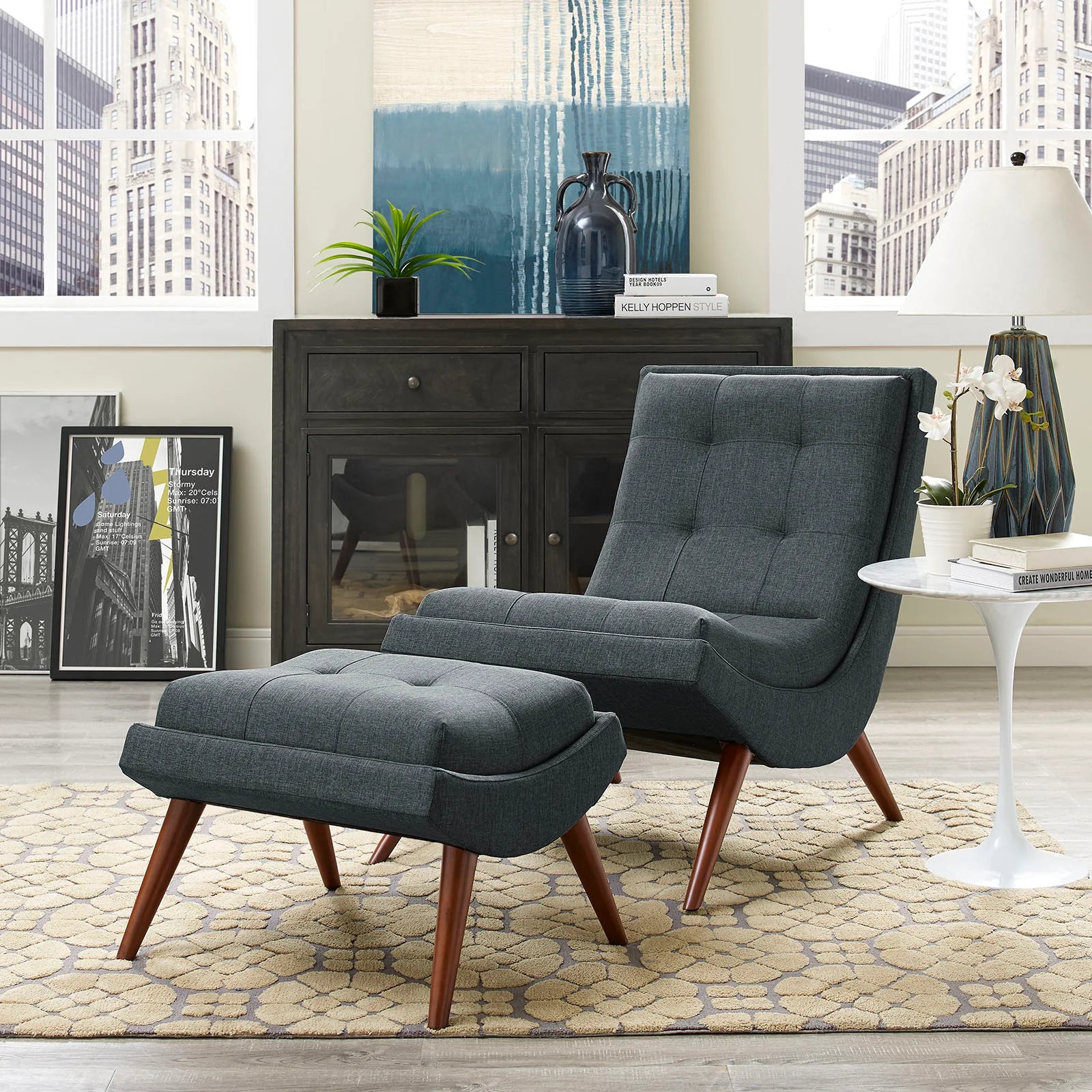 Chaise pivotante en tissu velours et bois Astral Performance