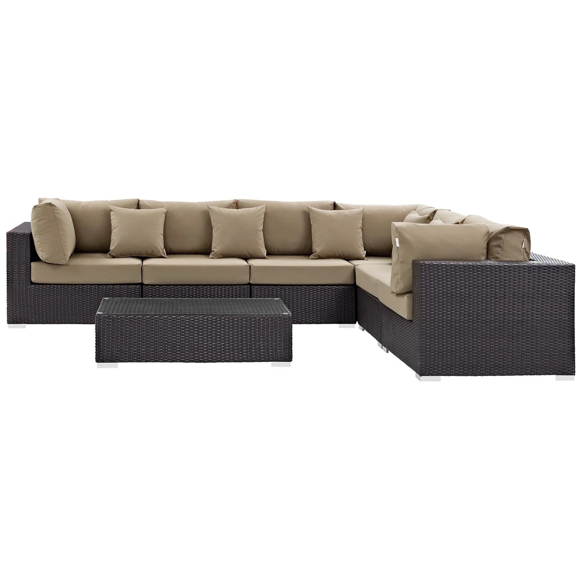 Convene 7 Piece Outdoor Sectional Set in Espresso Mocha