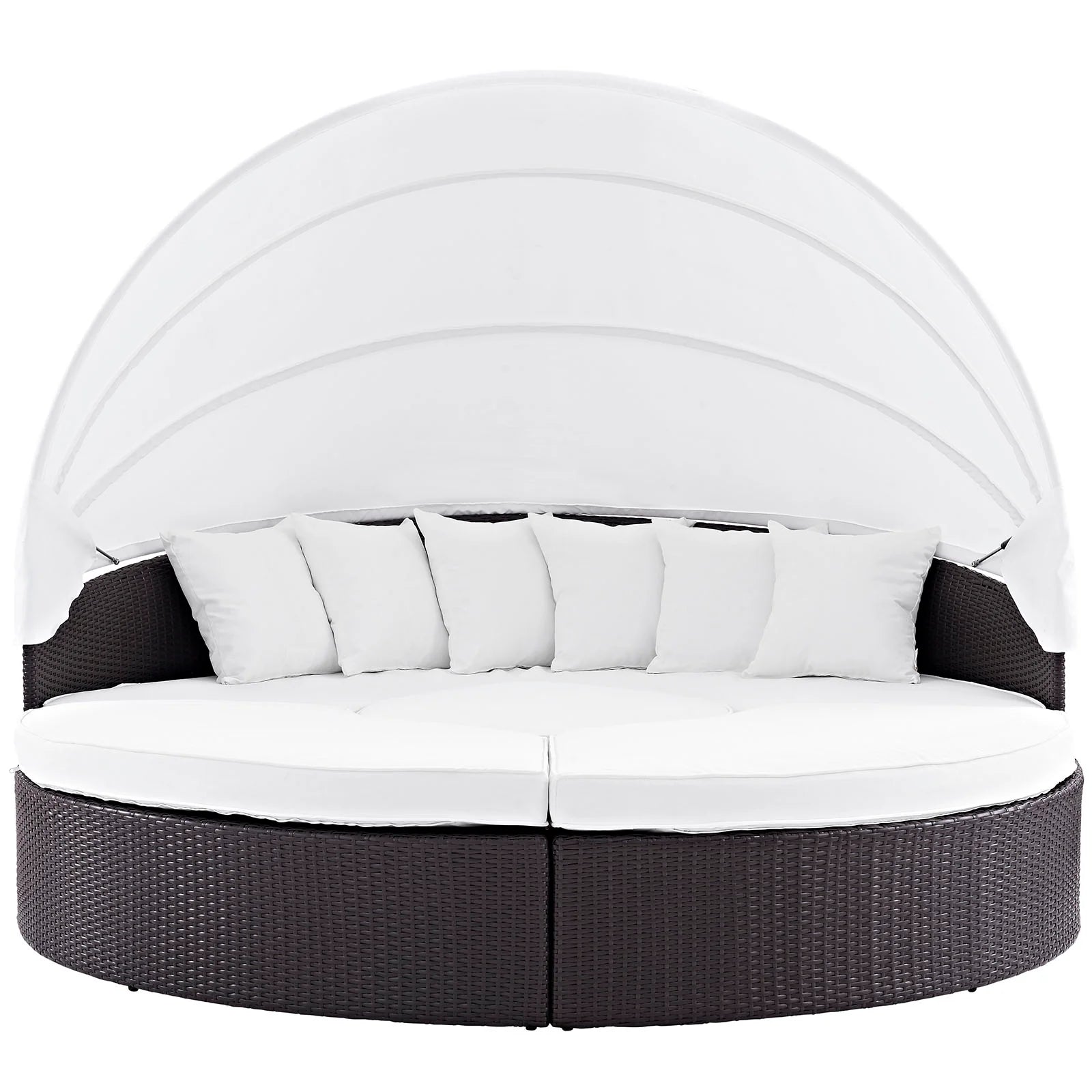 Convene Outdoor Patio Wicker Rattan Canopy Sectional Daybed