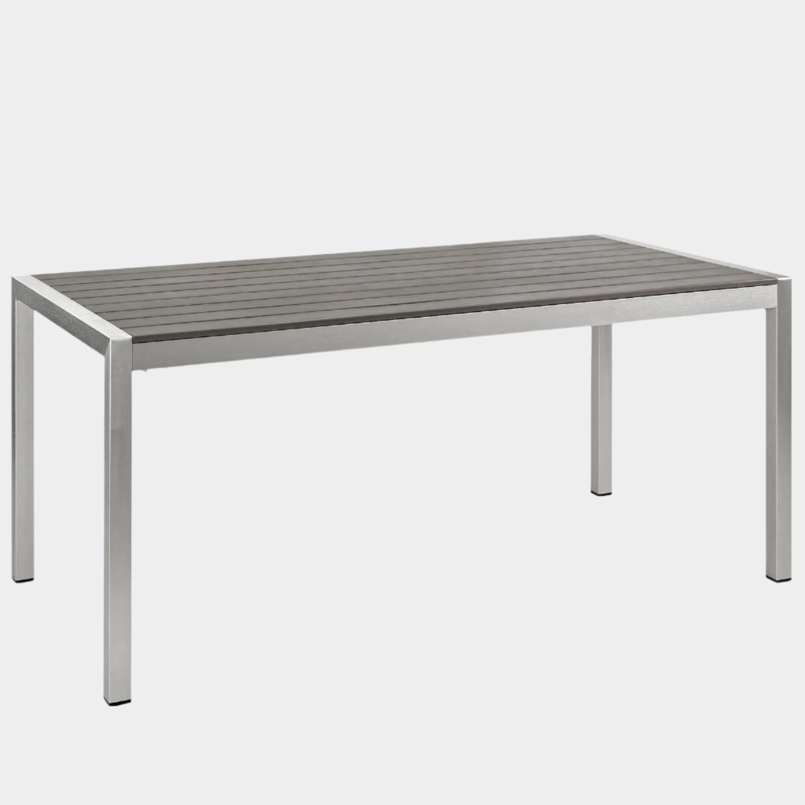 Table à manger d'extérieur Shore en aluminium gris argenté