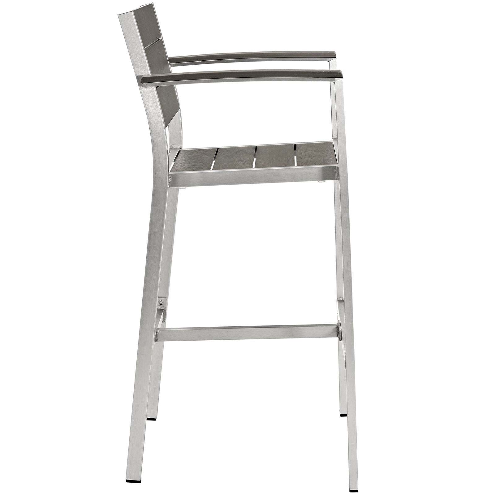 Shore Outdoor Patio Aluminum Bar Stool in Silver Gray