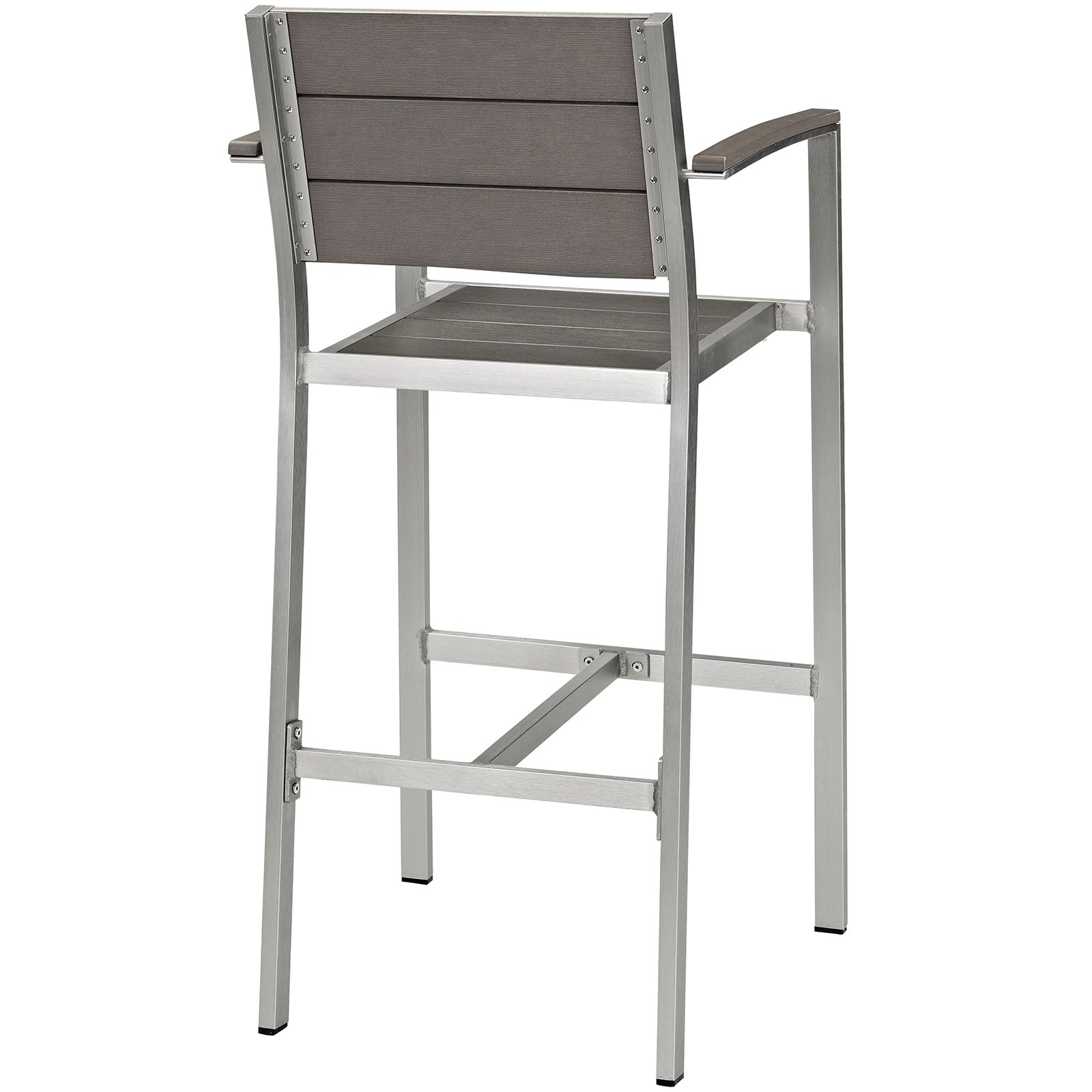 Shore Outdoor Patio Aluminum Bar Stool in Silver Gray