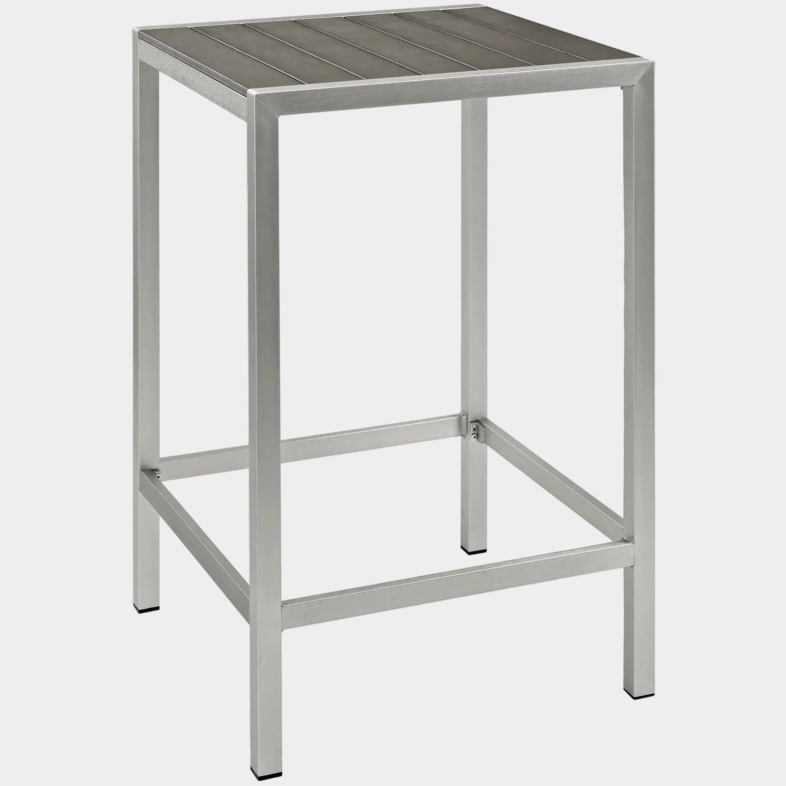 Shore Outdoor Patio Aluminum Bar Table in Silver Gray