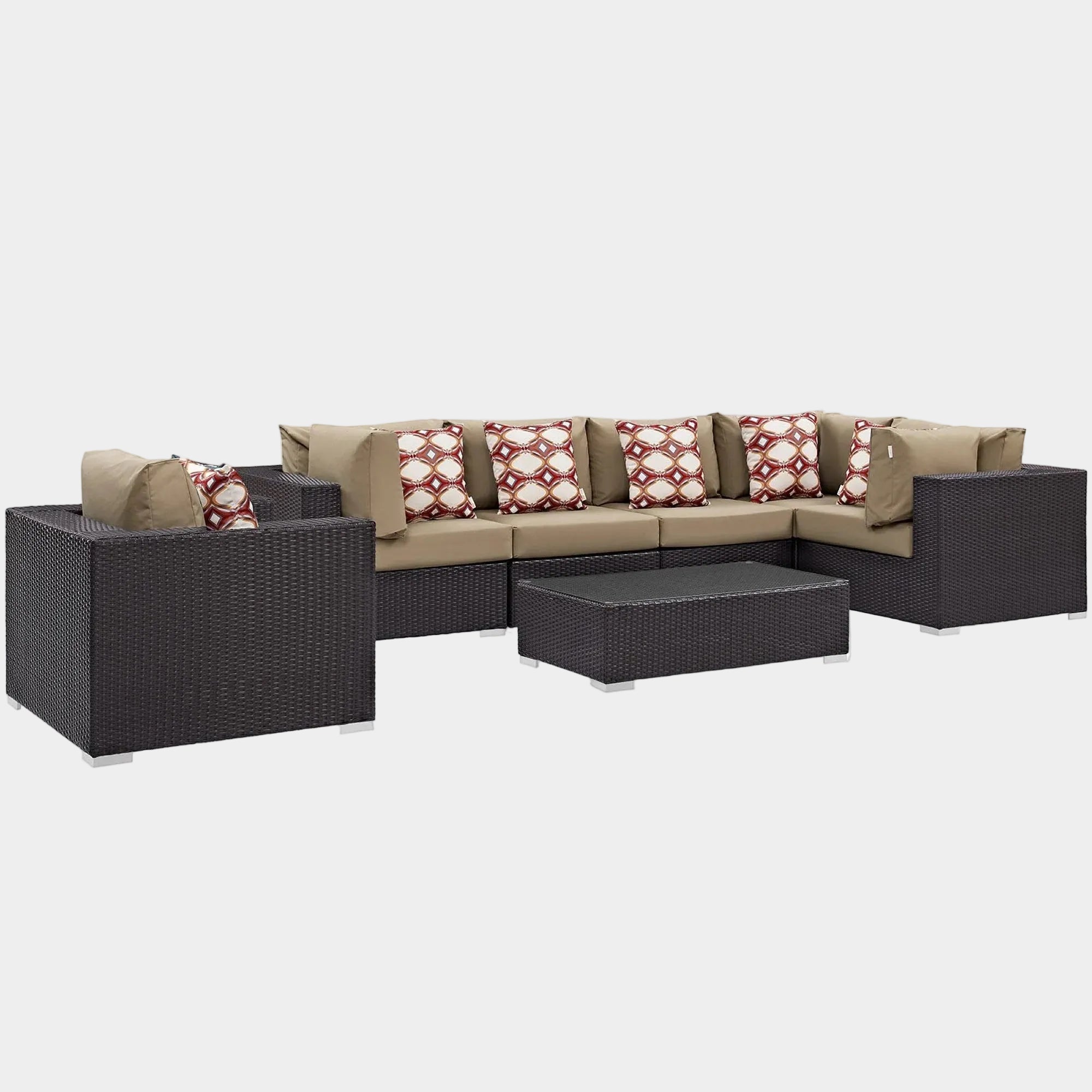 Convene 7 Piece Outdoor Sectional Set in Espresso Mocha