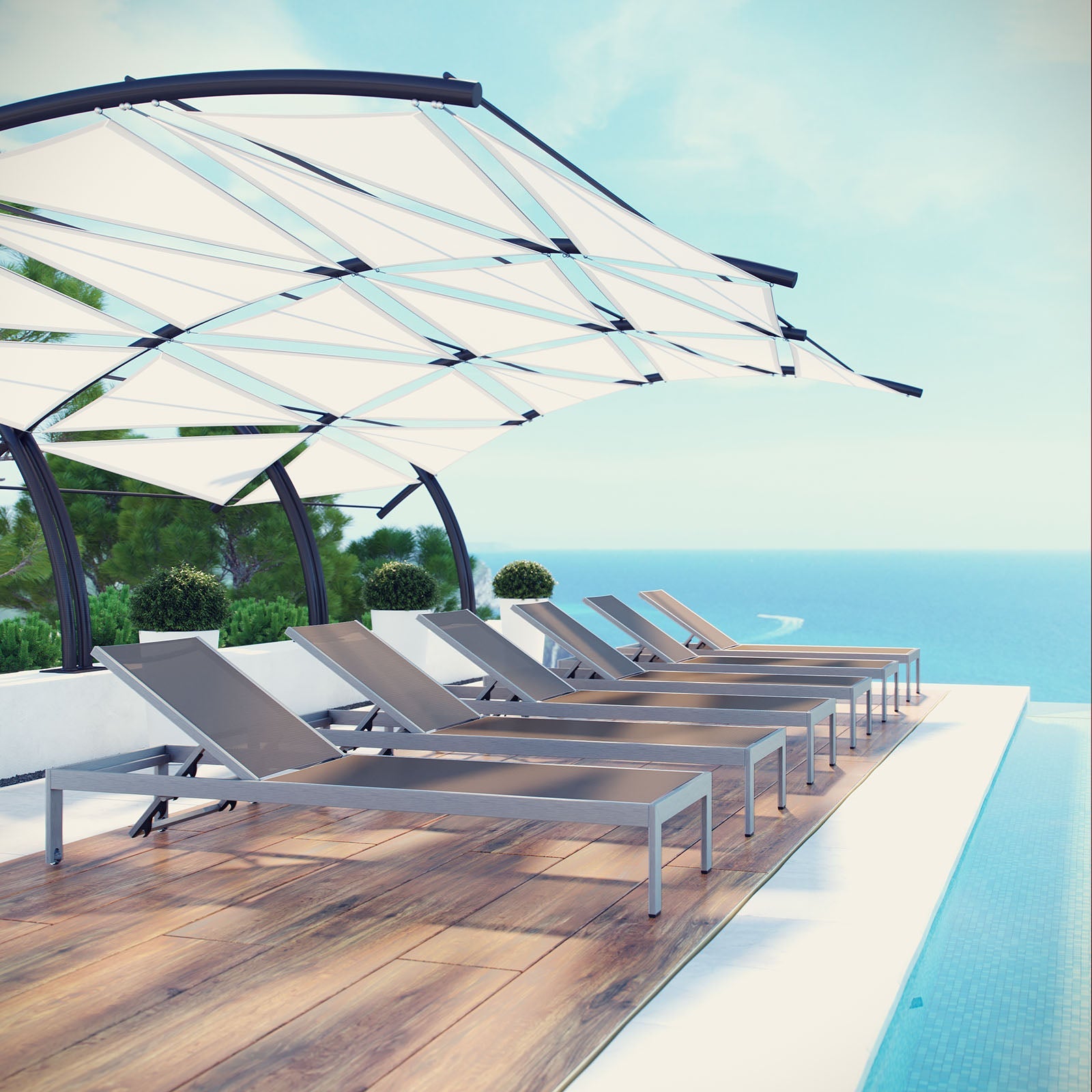 Shore Outdoor Patio Aluminum Chaise Set