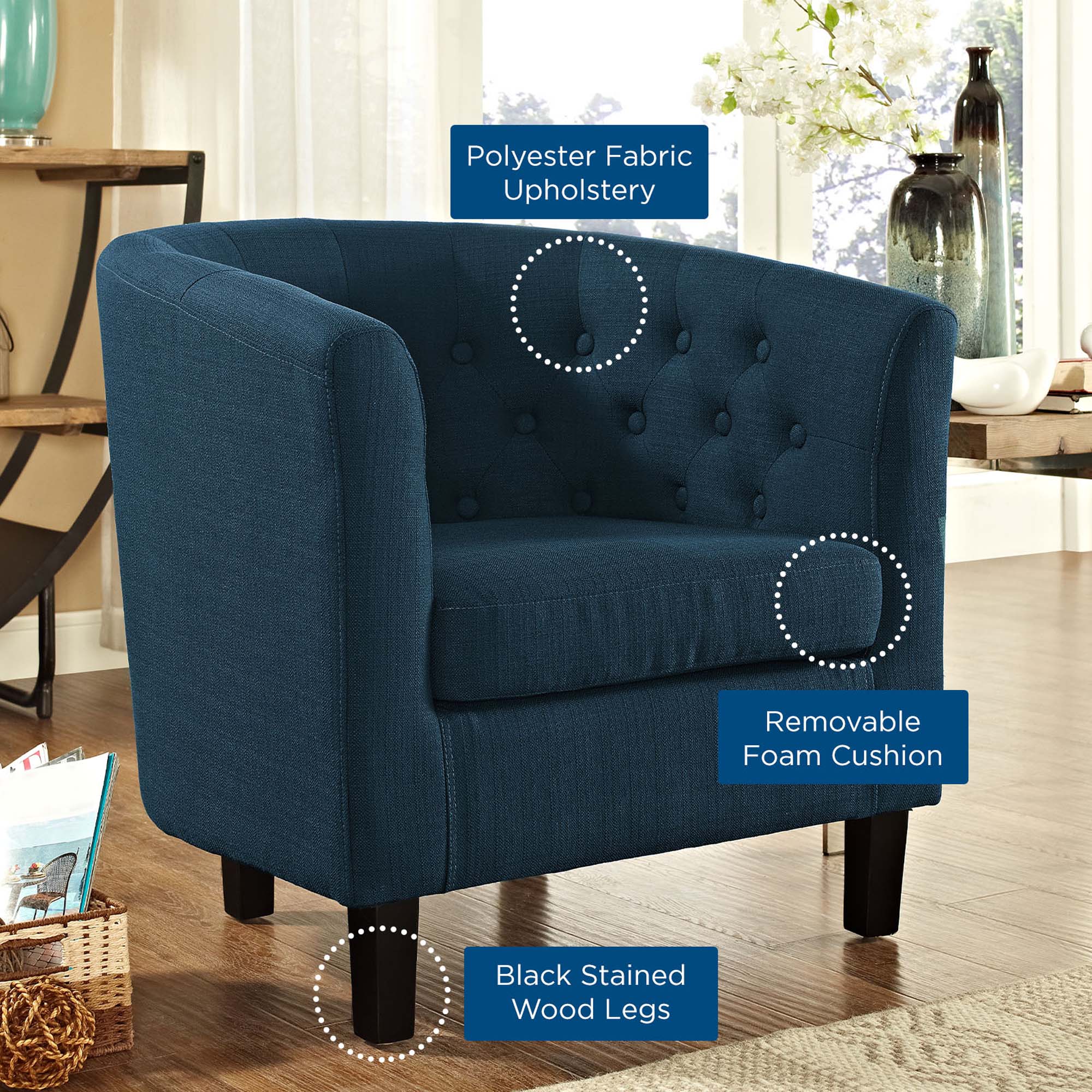 Fauteuil en tissu rembourré Prospect