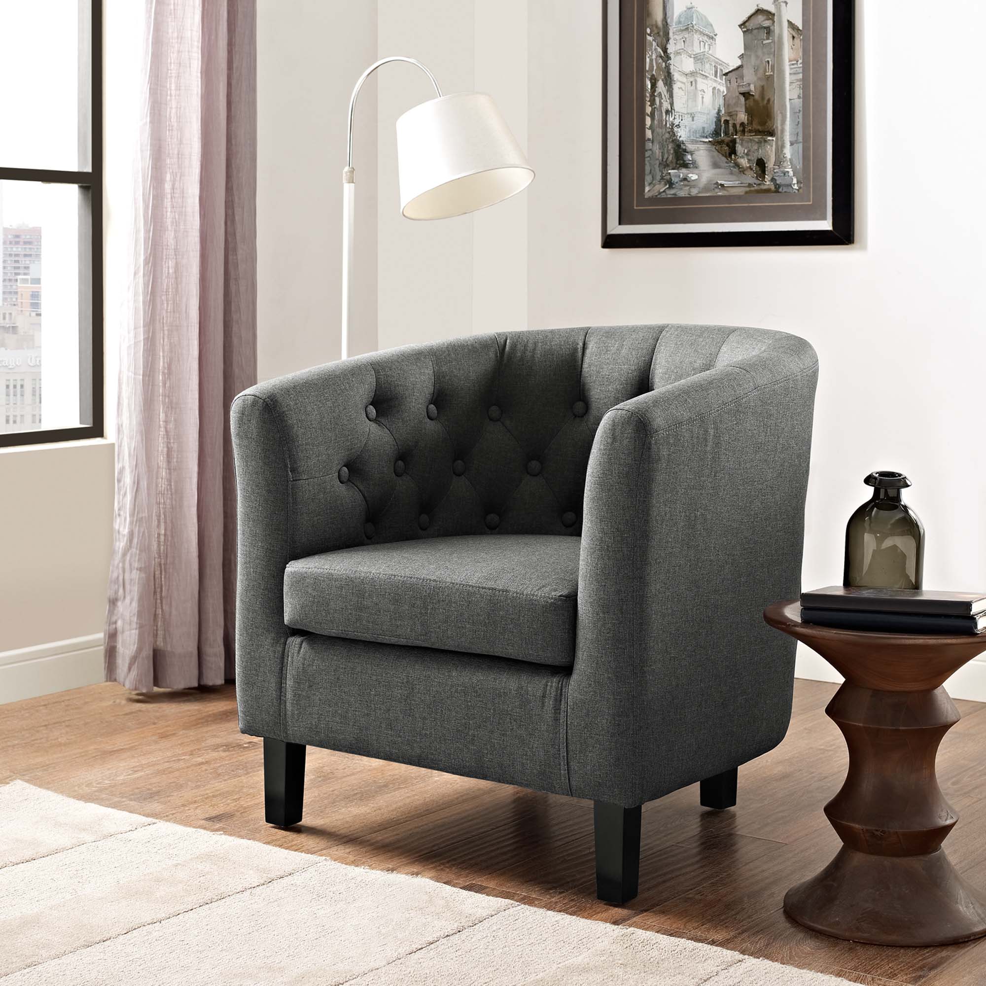 Fauteuil en tissu rembourré Prospect