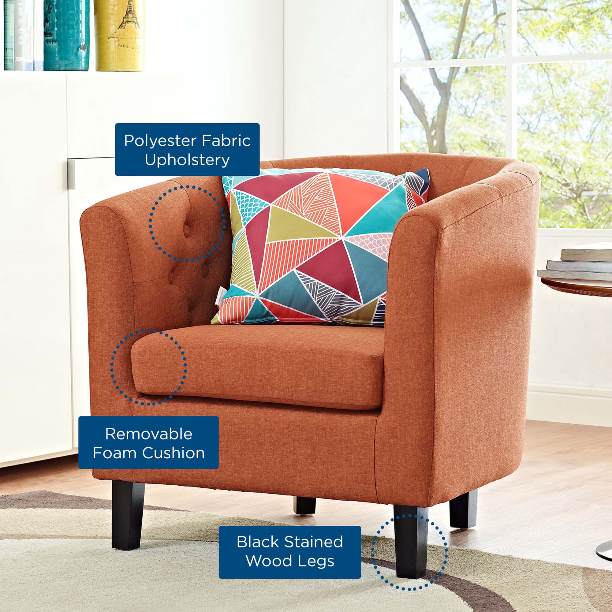 Fauteuil en tissu rembourré Prospect