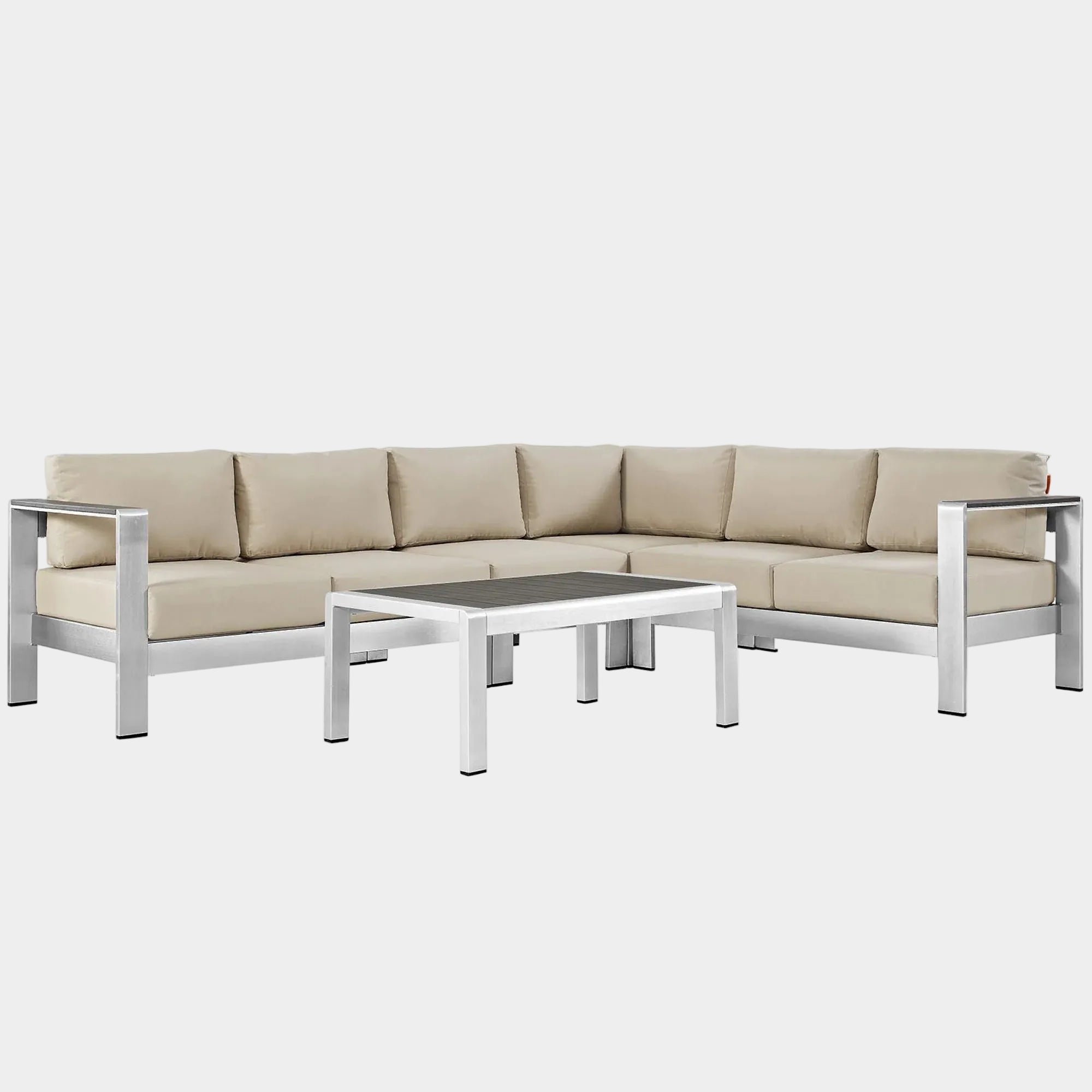 Shore 5 Piece Outdoor Aluminum Sectional Sofa Set