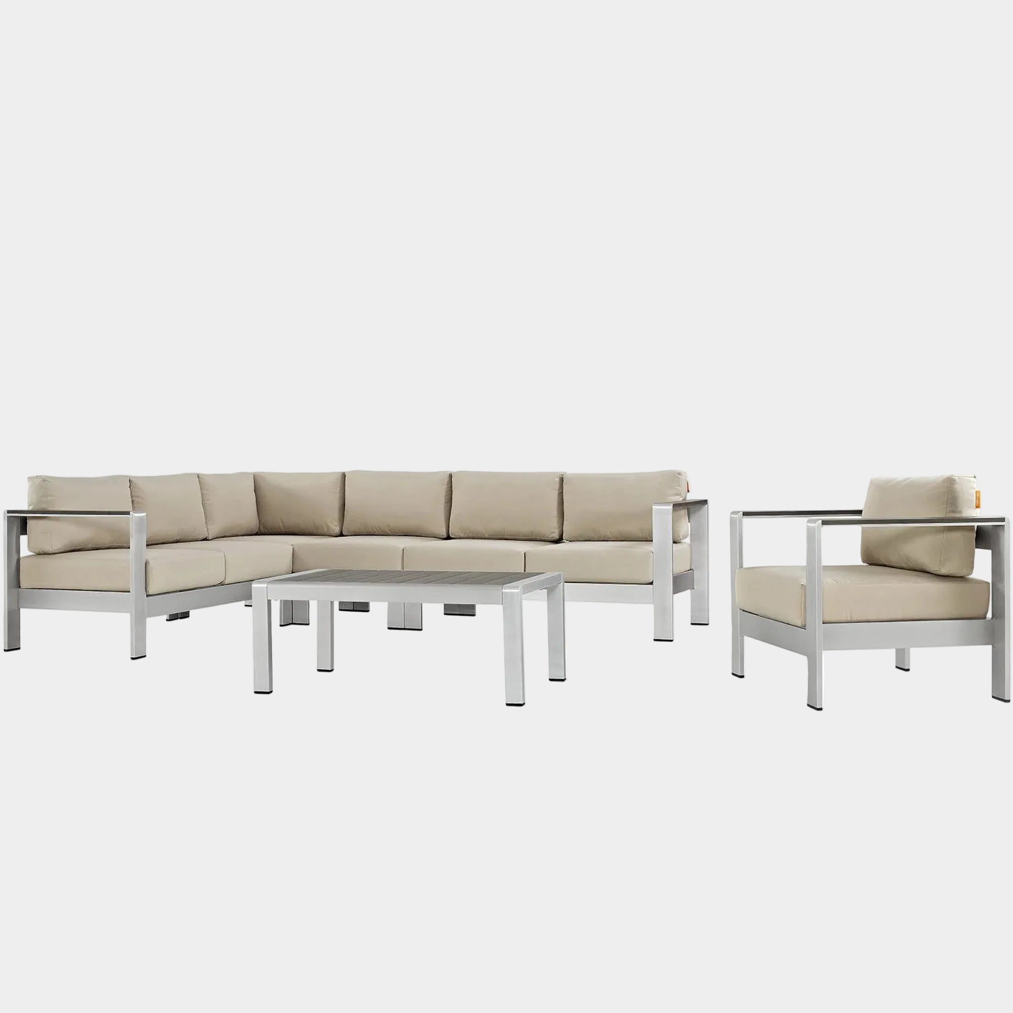 Shore 6 Piece Outdoor Aluminum Sectional Sofa Set