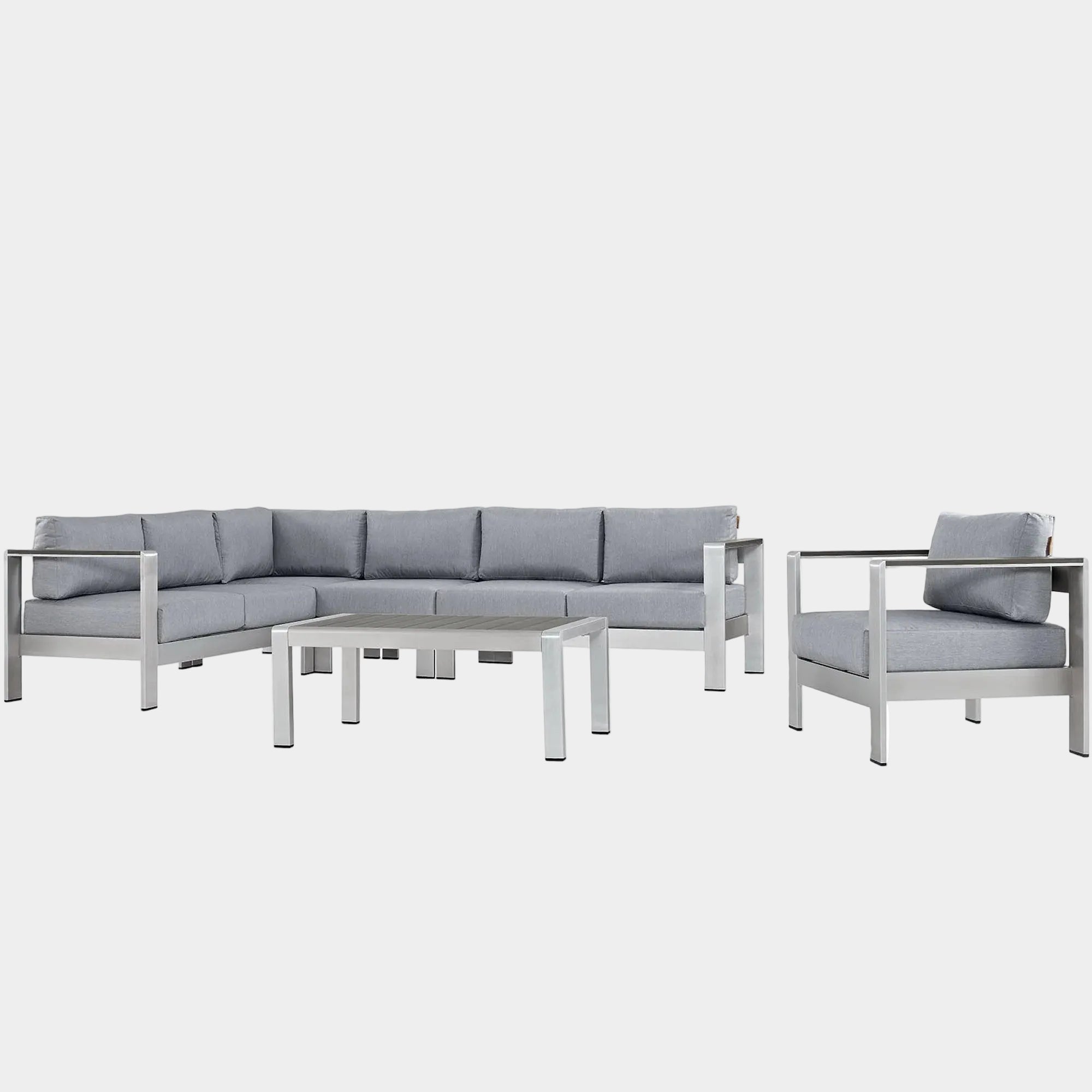 Shore 6 Piece Outdoor Aluminum Sectional Sofa Set