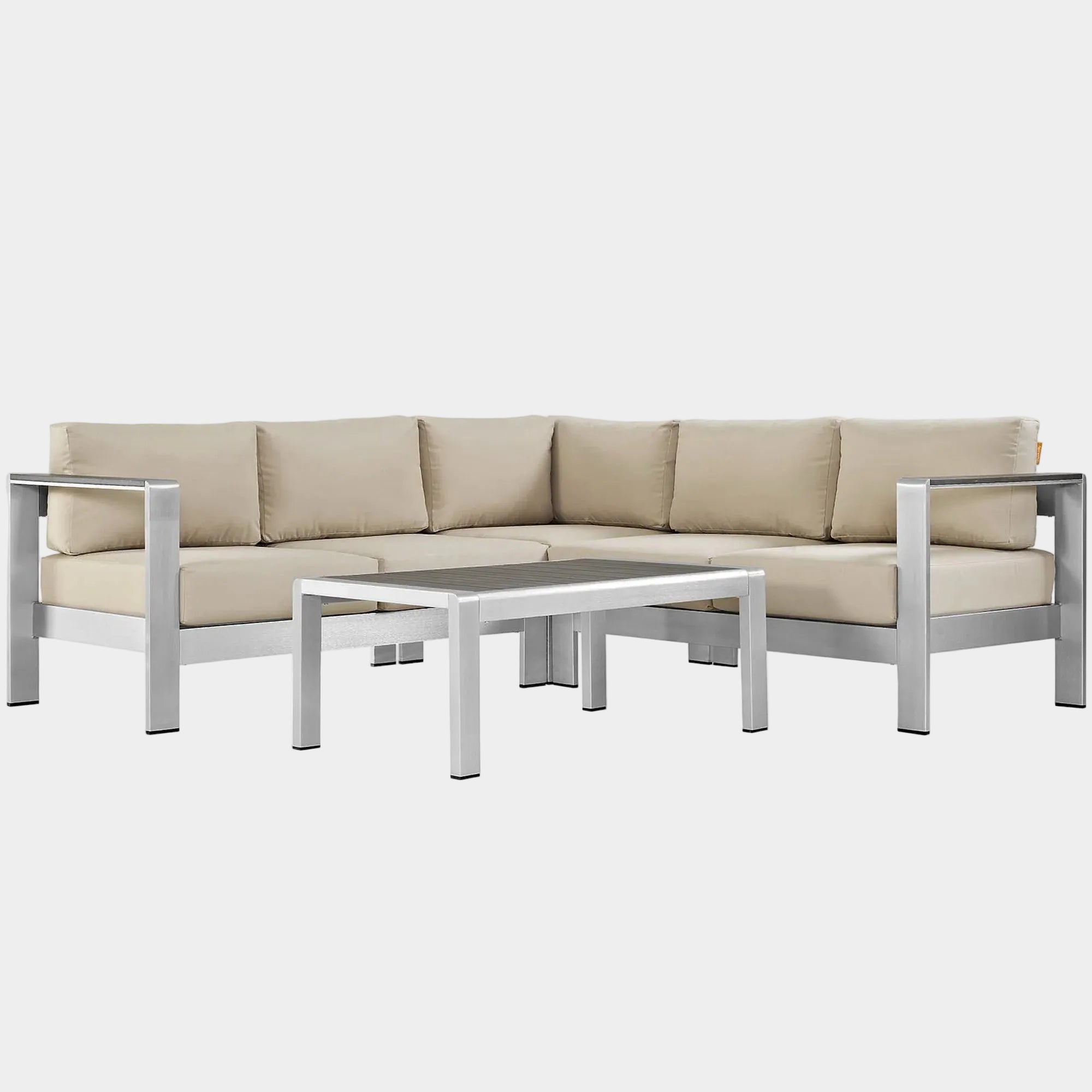 Shore 4 Piece Outdoor Aluminum Sectional Sofa