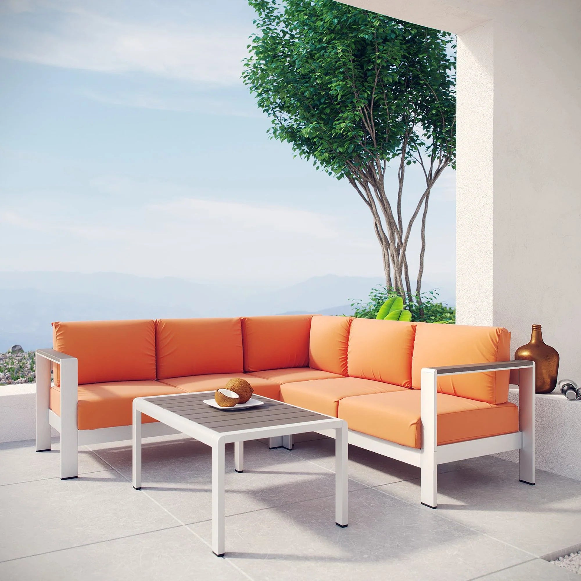 Shore 4 Piece Outdoor Aluminum Sectional Sofa