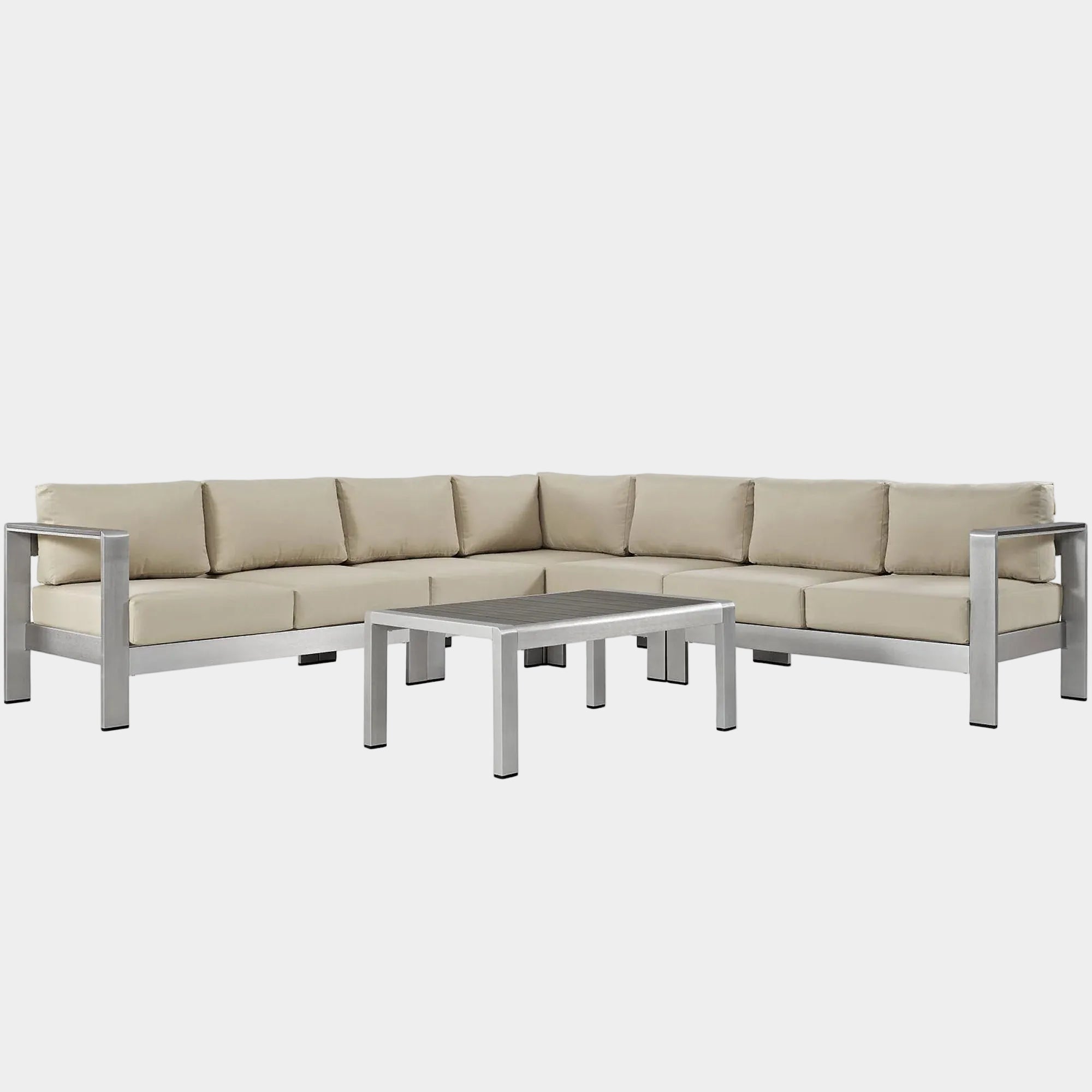Shore 6 Piece Outdoor Aluminum Sectional Sofa Set