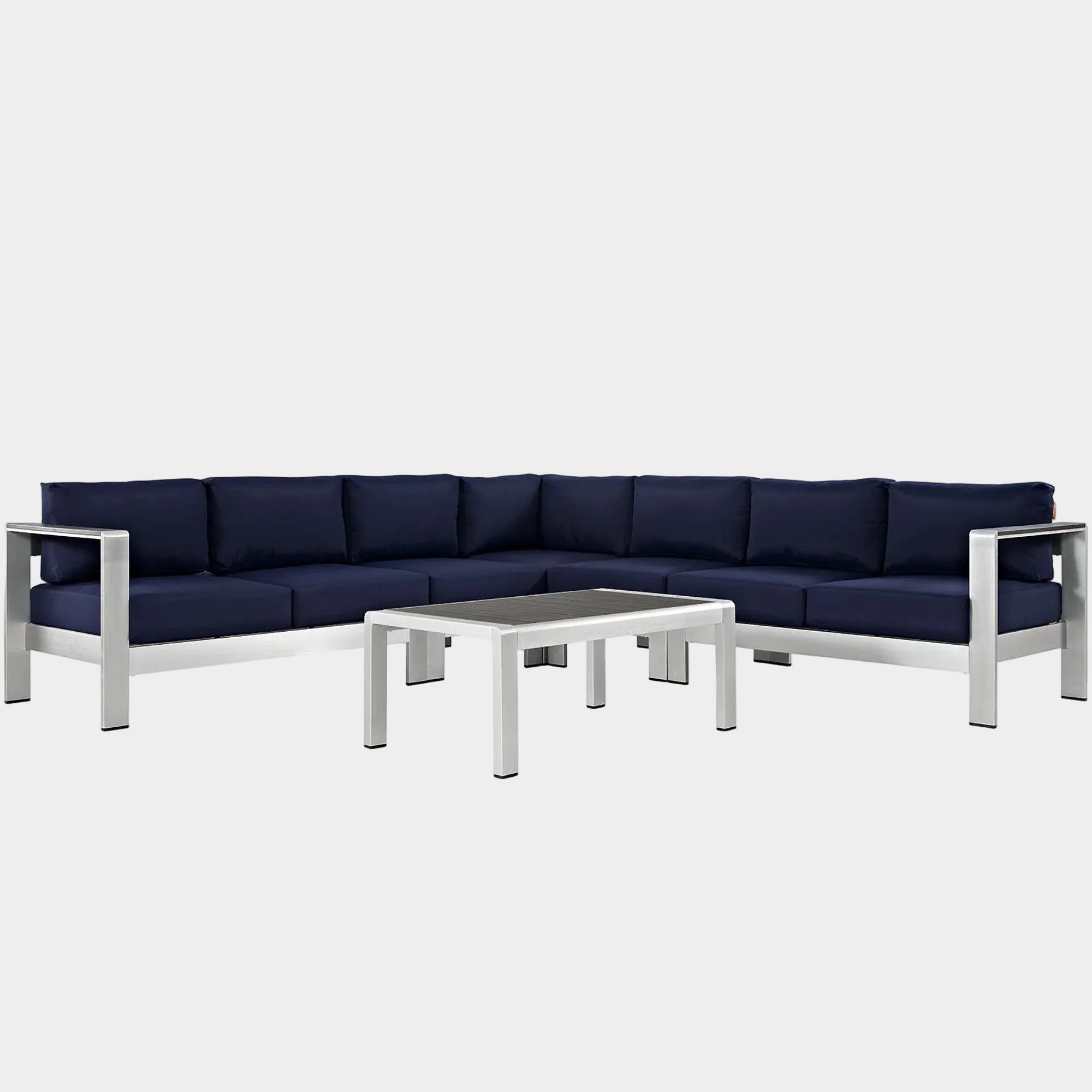 Shore 6 Piece Outdoor Aluminum Sectional Sofa Set